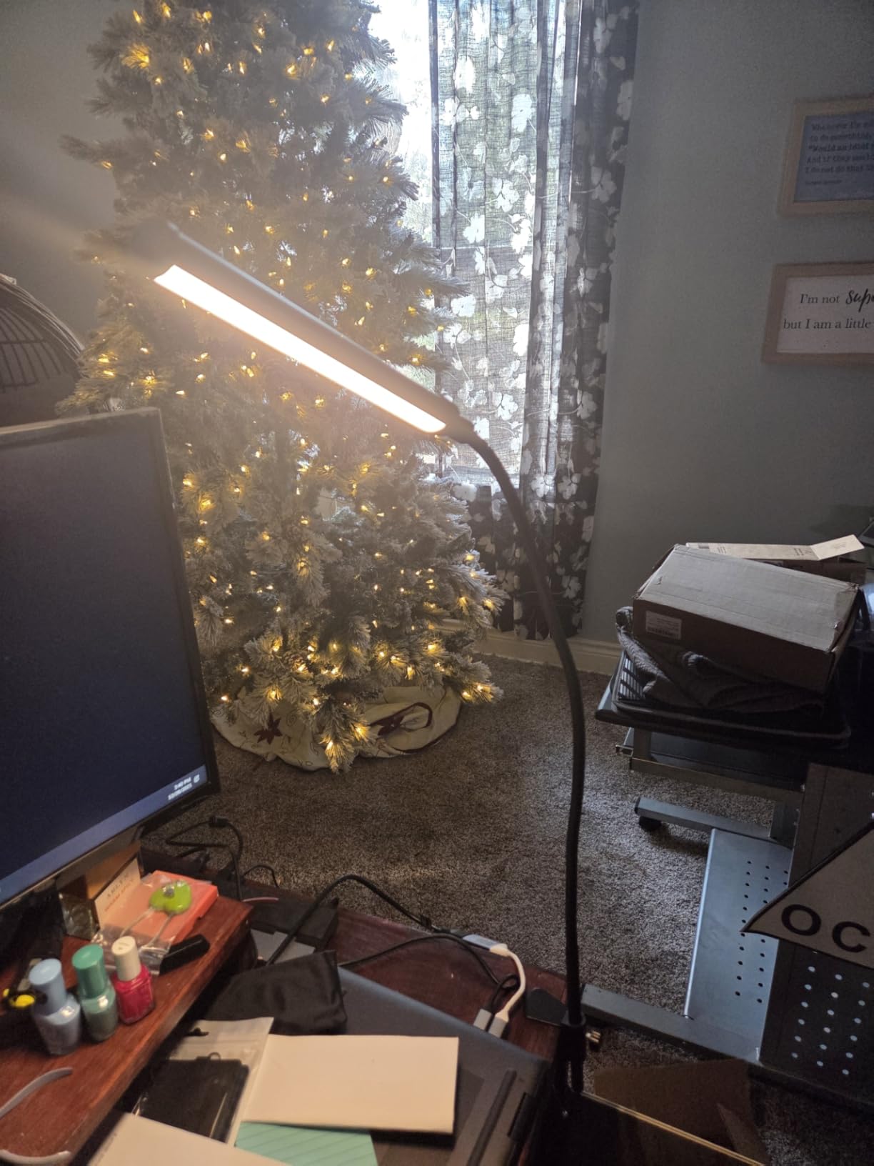 ShineTech LED Desk Lamp with Clamp, Clip On Desk Lamp for Home Office | 11 Brightness Level, 5000K, 360 Degree Flexible Gooseneck Architect Desk Light, Eye Caring Reading Lamp with USB Adapter customer photo 2