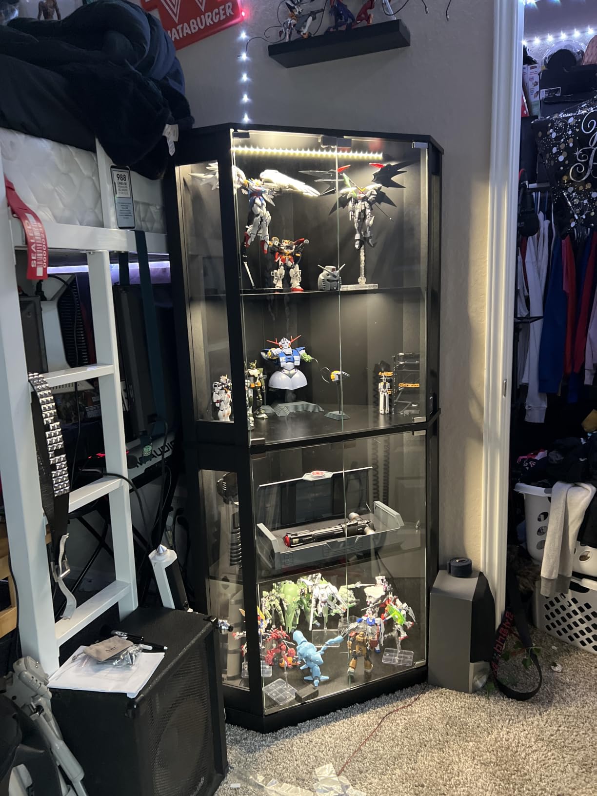 BROTTAR Lighted Corner Display Cabinet with Glass Doors for Collectibles customer photo 2