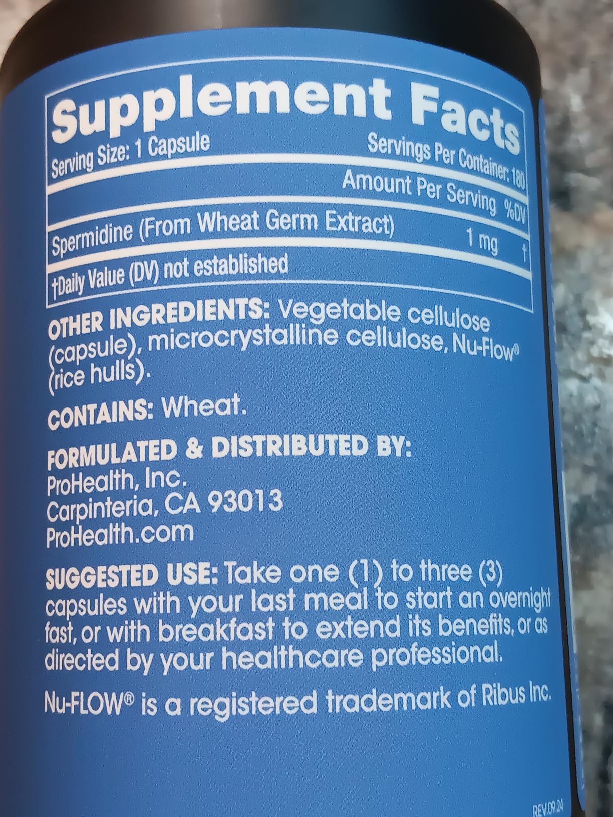 ProHealth Pure Spermidine 1 mg | 180 Capsules | Plant-Based Wheat Germ Extract for Cellular Renewal & Autophagy Support | Non-GMO, Triple Lab-Tested, GMP-Certified customer photo 1