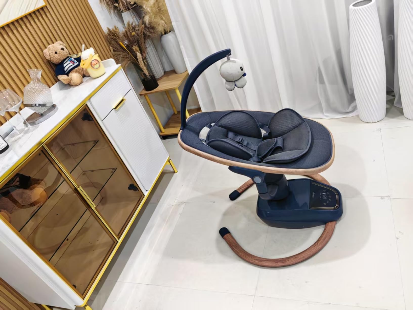 Trimigo Electric Baby Swing for Infant to Toddler, Newborn & Infant Swing, 180 Degree Adjustable, Remote, 5-Modes, 4-Speed, 3-Seat Height, 8 Melody, Wood Tone customer photo 1