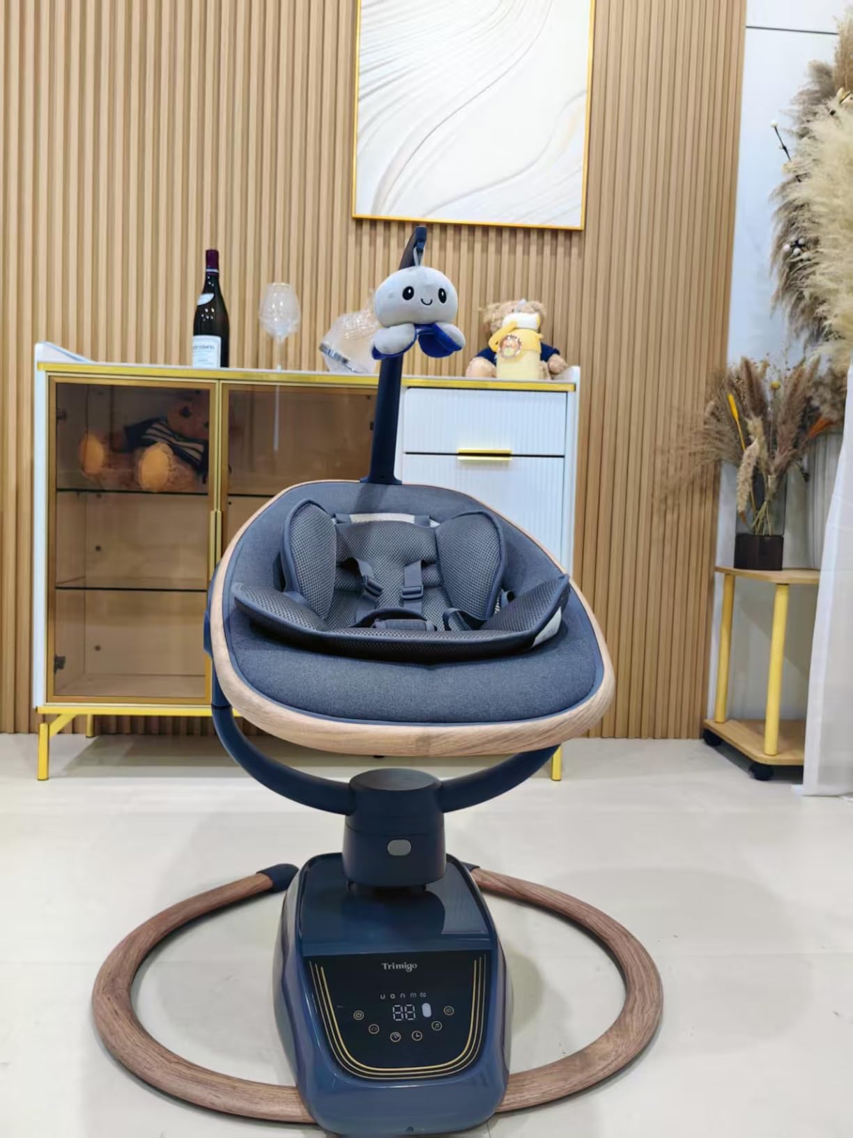 Trimigo Electric Baby Swing for Infant to Toddler, Newborn & Infant Swing, 180 Degree Adjustable, Remote, 5-Modes, 4-Speed, 3-Seat Height, 8 Melody, Wood Tone customer photo 2