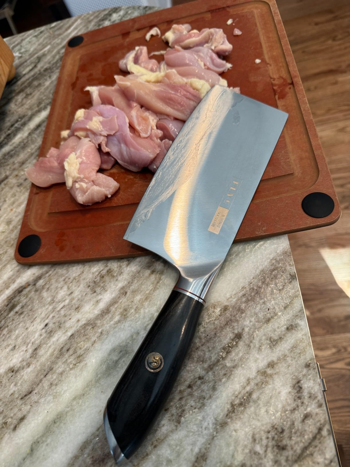 Plys Kitchen Meat Cleaver Knife - Unique Effort Saving Ergonomic Knife Professional Stainless Steel Chef Cooking Knives for Cutting Meat Vegetable customer photo 2