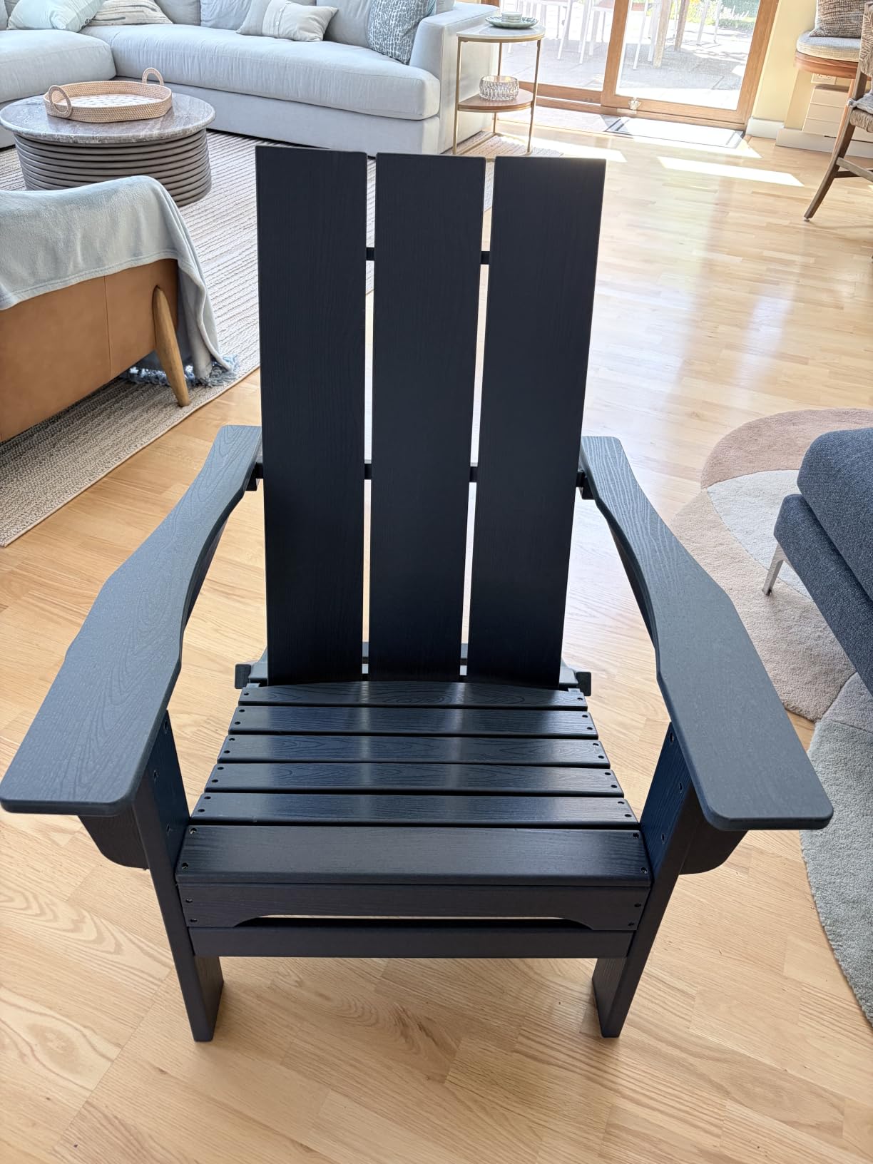 HDPE Modern Folding Adirondack Chair with Dual Cup Holder, Teal | Outdoor All-Weather Lawn Adirondack Chairs Wood Grain Lawn Chair Fire Pit Chairs for Patio, Deck customer photo 1