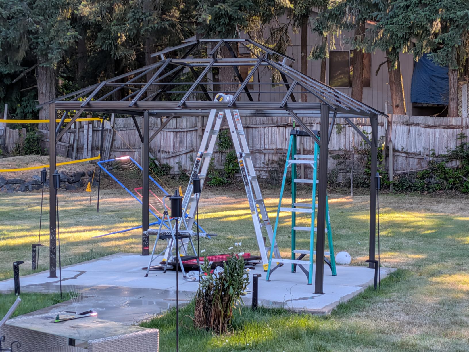 Aoxun 12'x10' Hardtop Gazebo with Polycarbonate Double Roof, Brown | Metal Frame Outdoor Permanent Pavilion with Breathable Netting and Privacy Curtain for Garden, Lawns, Patio customer photo 2