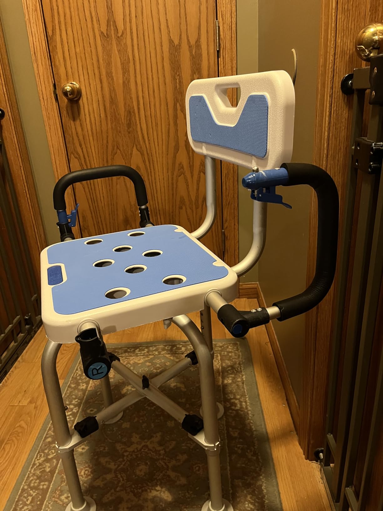 Swivel Shower Chair for Seniors Elderly Disabled or Bariatric Adults | Rotating Tub Bath Chair with Arms and Back, 500 lbs Capacity & 5 Levels Adjustable Height, Aluminum Body and No-slip Feet customer photo 1