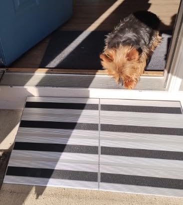 4 Inch Threshold Ramps for Doorways, Wheelchair Ramp for Home Steps | 31.5 in Wide, Modular Aluminum Panels, 1100 lb Capacity, Curb and Step Access, Scooters and Power Chairs, Indoor/Outdoor Use customer photo 1