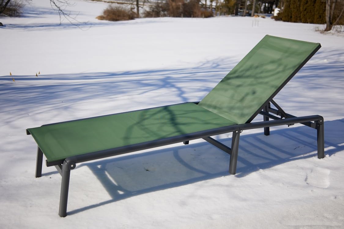 Aluminum Chaise Lounge Chair Outdoor for Outside Poolside, 1PC, Khaki | Foldable & Assembly Free Outdoor Lounge Chair with 5 Position Adjustable Backrest, Patio Pool Lounge Chairs for Beach Lawn customer photo 2