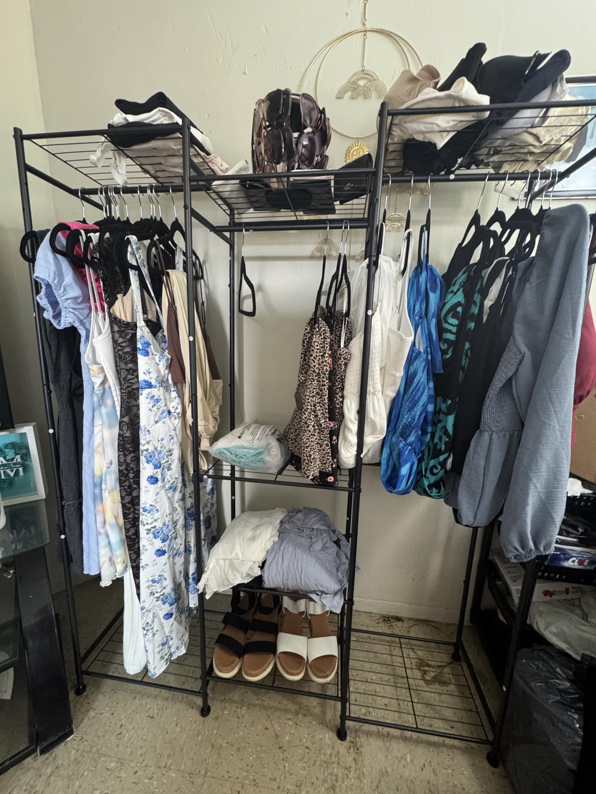 HOMIDEC Wardrobe Closet, 4 Hanging Spaces Portable Clothes Rack | Free Standing Closet Organizer and Storage System with Hanging Rods, Clothing Rack Suitable for Cloakroom, Bedroom, Black customer photo 1