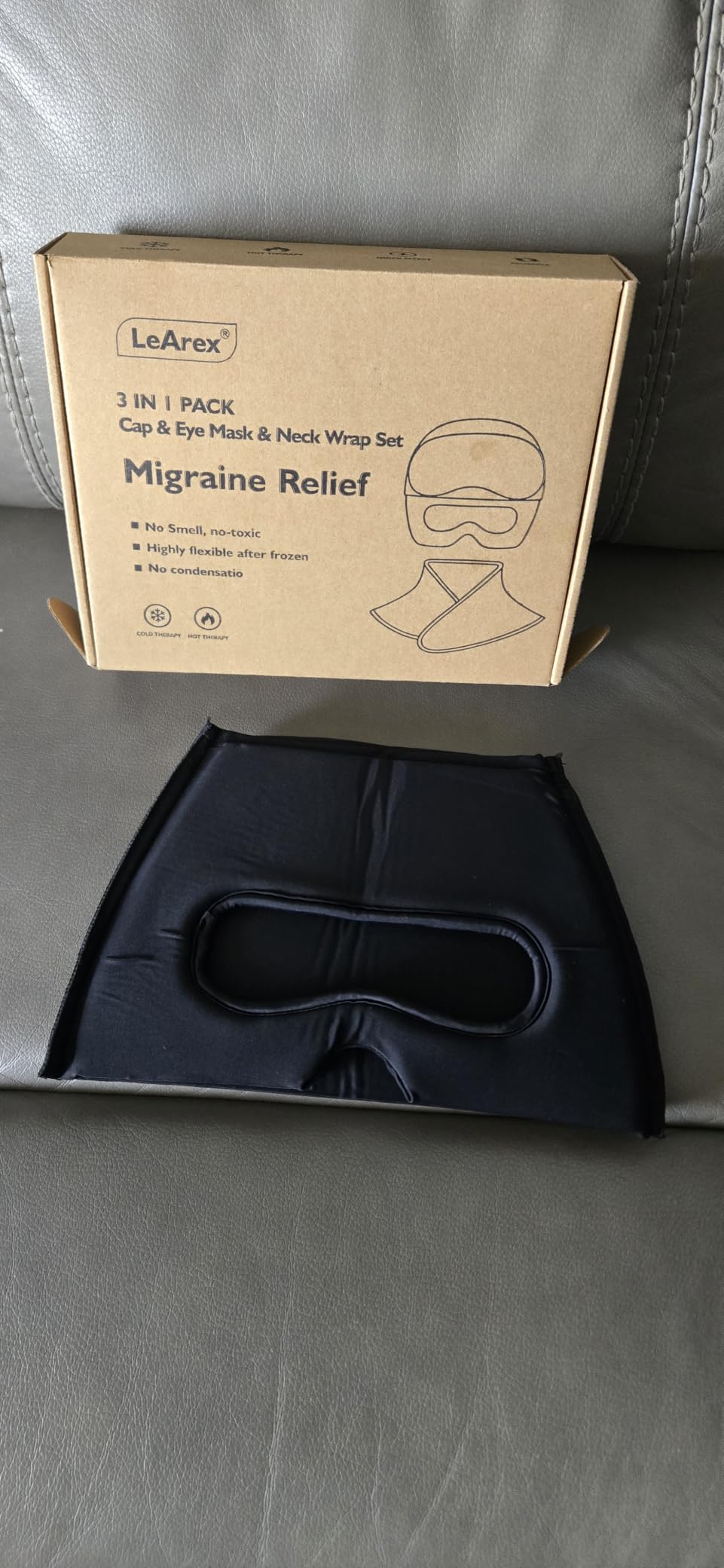 3 in 1 Migraine Relief Cap Neck Ice Pack Wrap Gel and Ice Eye Masks, Detachable Ice Caps with Eyes Masks, Hot and Cold Therapy for Relief of Headaches, Stiff Neck and Eye Fatigue customer photo 1