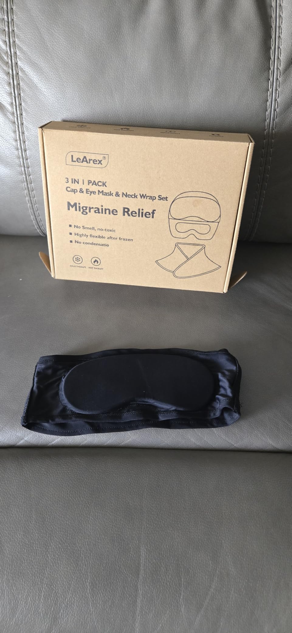 3 in 1 Migraine Relief Cap Neck Ice Pack Wrap Gel and Ice Eye Masks, Detachable Ice Caps with Eyes Masks, Hot and Cold Therapy for Relief of Headaches, Stiff Neck and Eye Fatigue customer photo 2