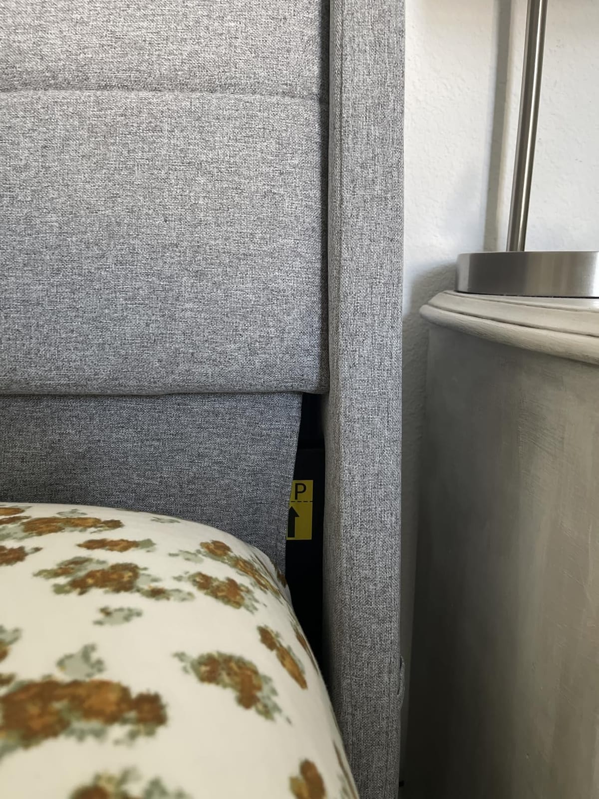 ONBRILL Ergonomic Headboard Queen Size with Charging Station, Light Grey | Linen Wingback Headboard with 2 Storage Pockets, Upholstered Headboard Only customer photo 2