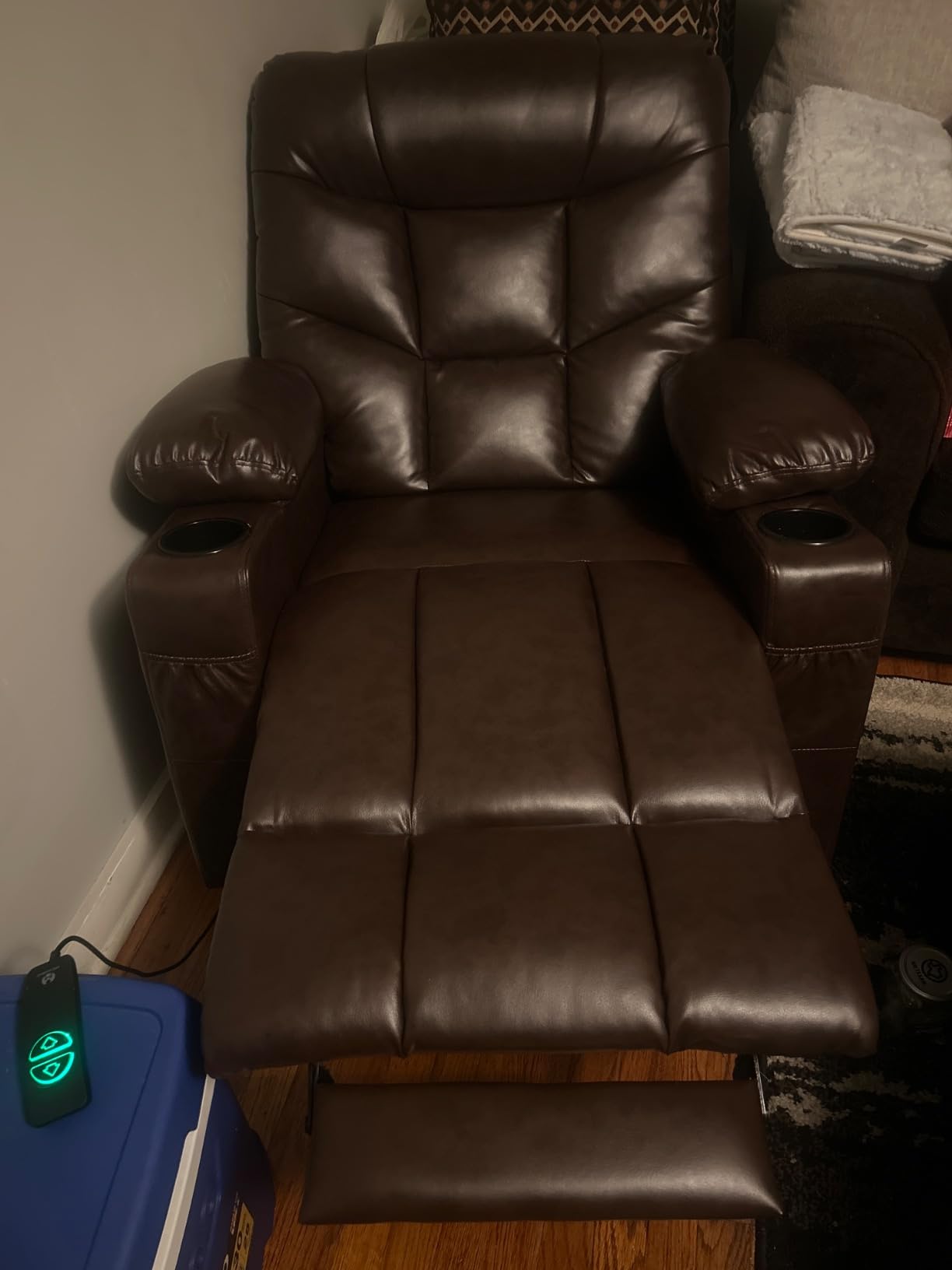 MCombo Power Lift Recliner for Elderly, Leather 7287 (Navy Blue, Medium) customer photo 2