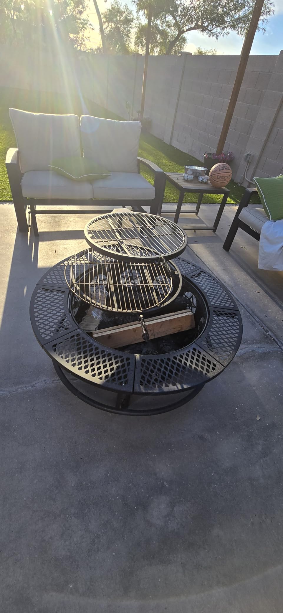 Outvue 36 Inch Outdoor Fire Pits with 2 Grills, Lid & Poker | Wood Burning Fire Pit for Outside, Heavy Duty Firepit,BBQ& Fire Pit & Round Metal Table 3 in 1 for Patio, Party customer photo 2