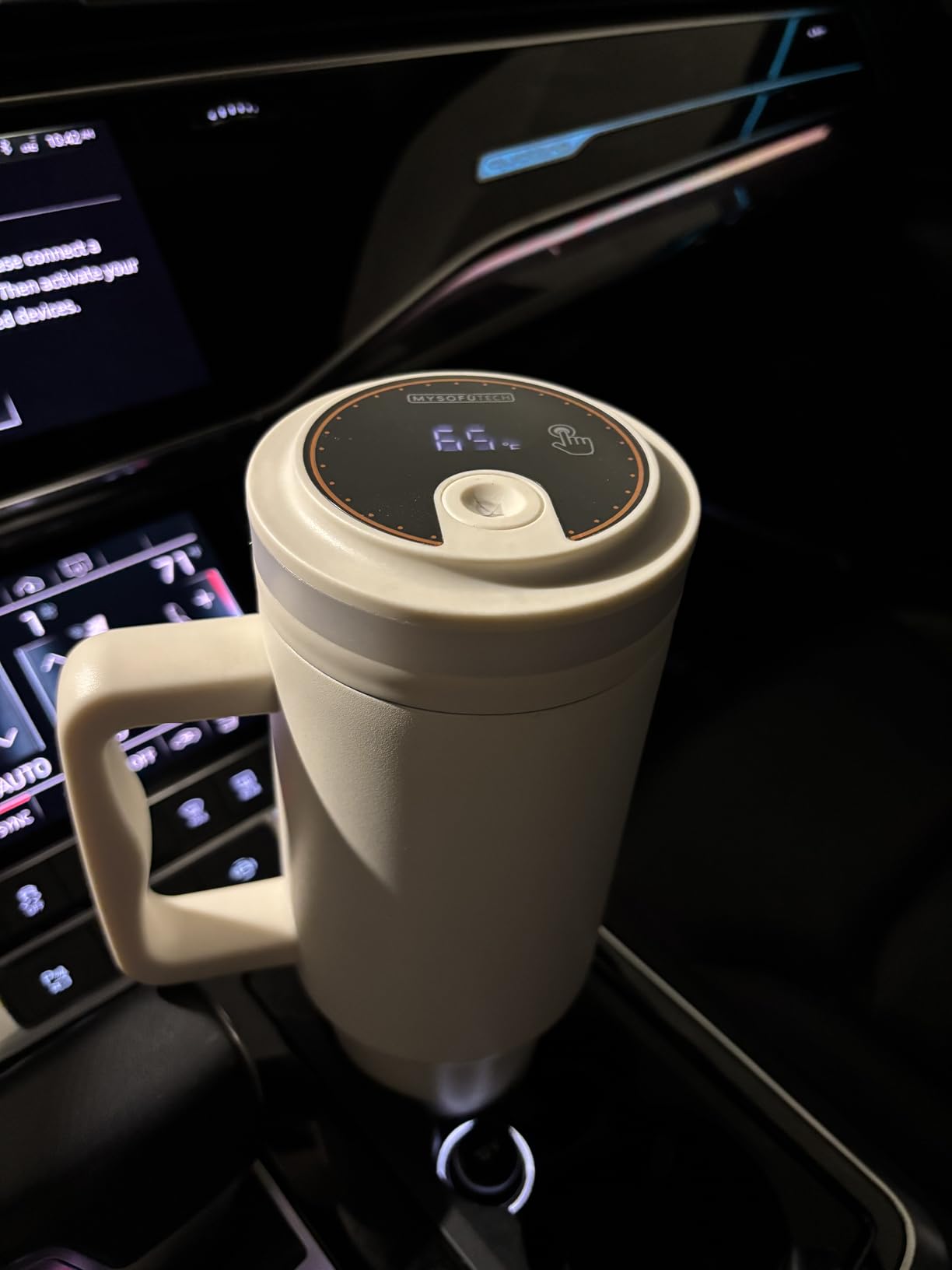 Water Reminder Water Bottle,USB-C Rechargeable,RGB LED Lights Around the Lid,40oz,Insulated Stainless Steel，Ideal Gift for Family and Friends(Almond Birch) customer photo 2