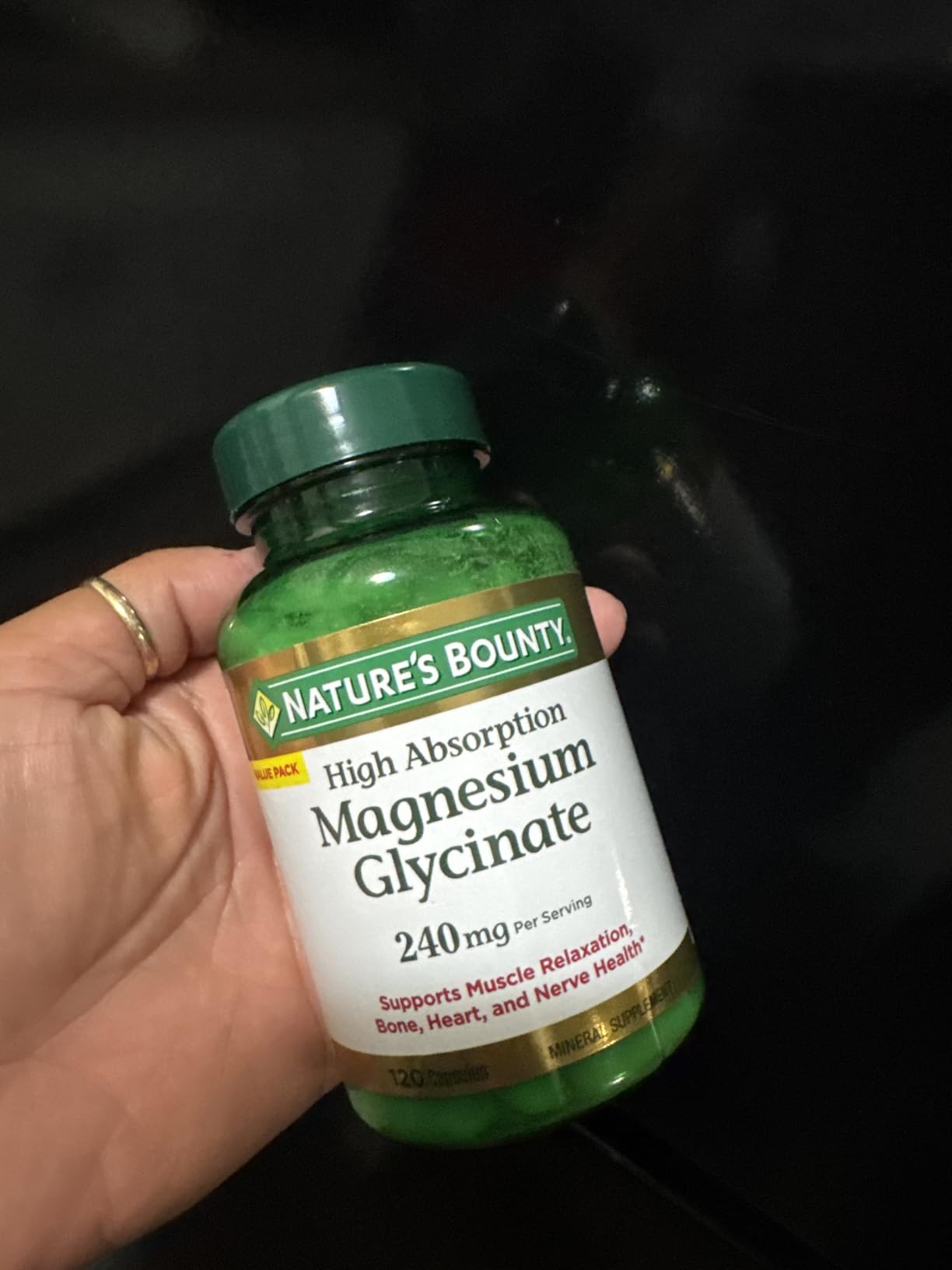 Nature's Bounty High Absorption Magnesium Glycinate 240 mg for Supporting Muscle Relaxation and Bone, Heart & Nerve Health - Non-GMO, Gluten-Free, Vegetarian, 120 Count/60 Servings customer photo 1