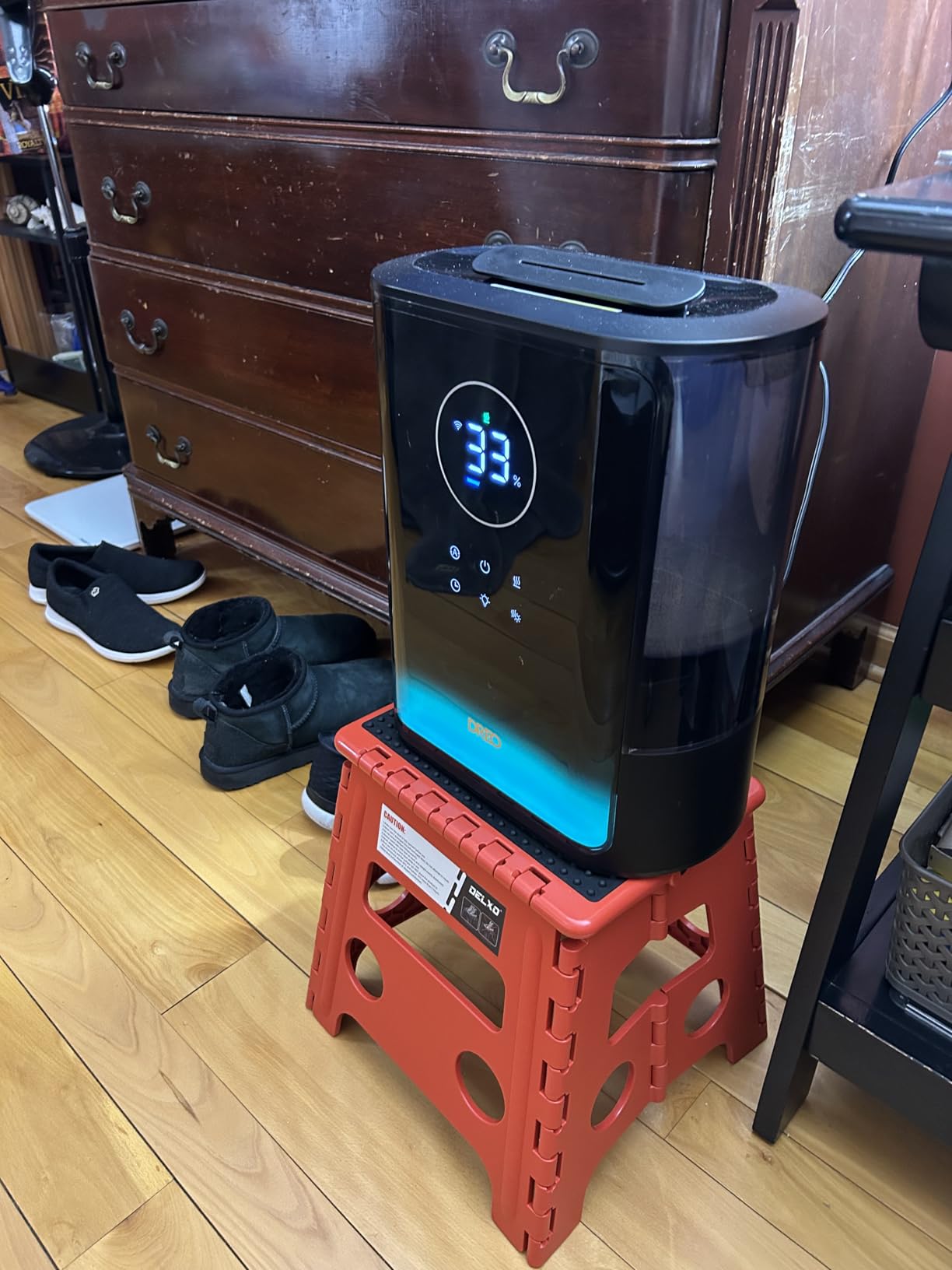 DREO 8L Smart Humidifier Large Room, 80H Runtime, Warm & Cool Mist, HM717S, Up to 600ft², Precise Humidity Control, 1500+RGB Light, 28dB, Supports APP/Voice/Alexa customer photo 1