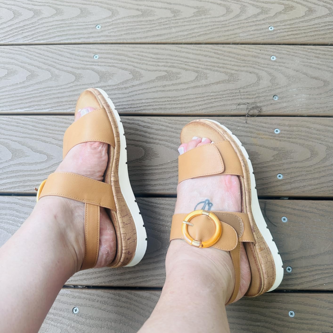 UBFEN Womens Low Wedge Walking Sandals with Arch Support customer photo 2