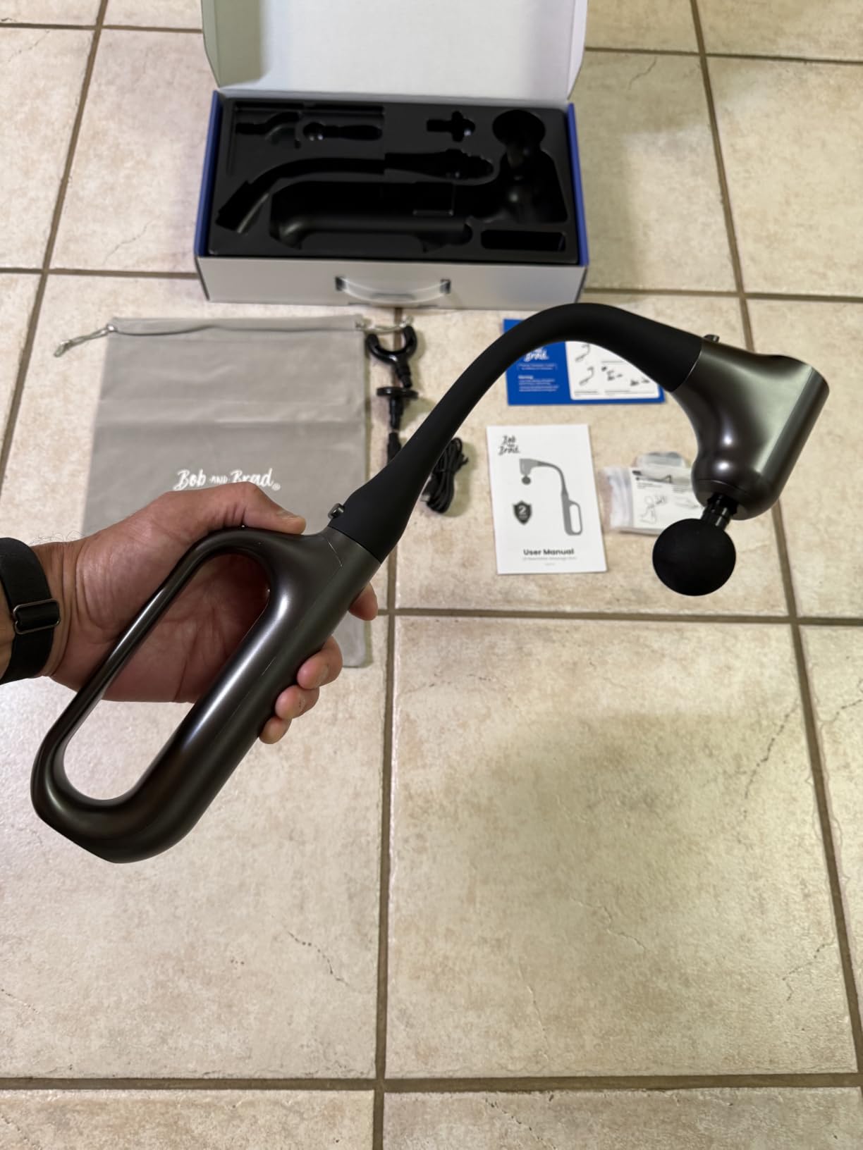 BOB AND BRAD L9 Massage Gun with Detachable Extension Handle for Back | 2-in-1 Long Handle Back Massager with D-Grip, Percussion Massager for Back, Shoulder & Legs, Home Office, FSA-HSA Eligible customer photo 2