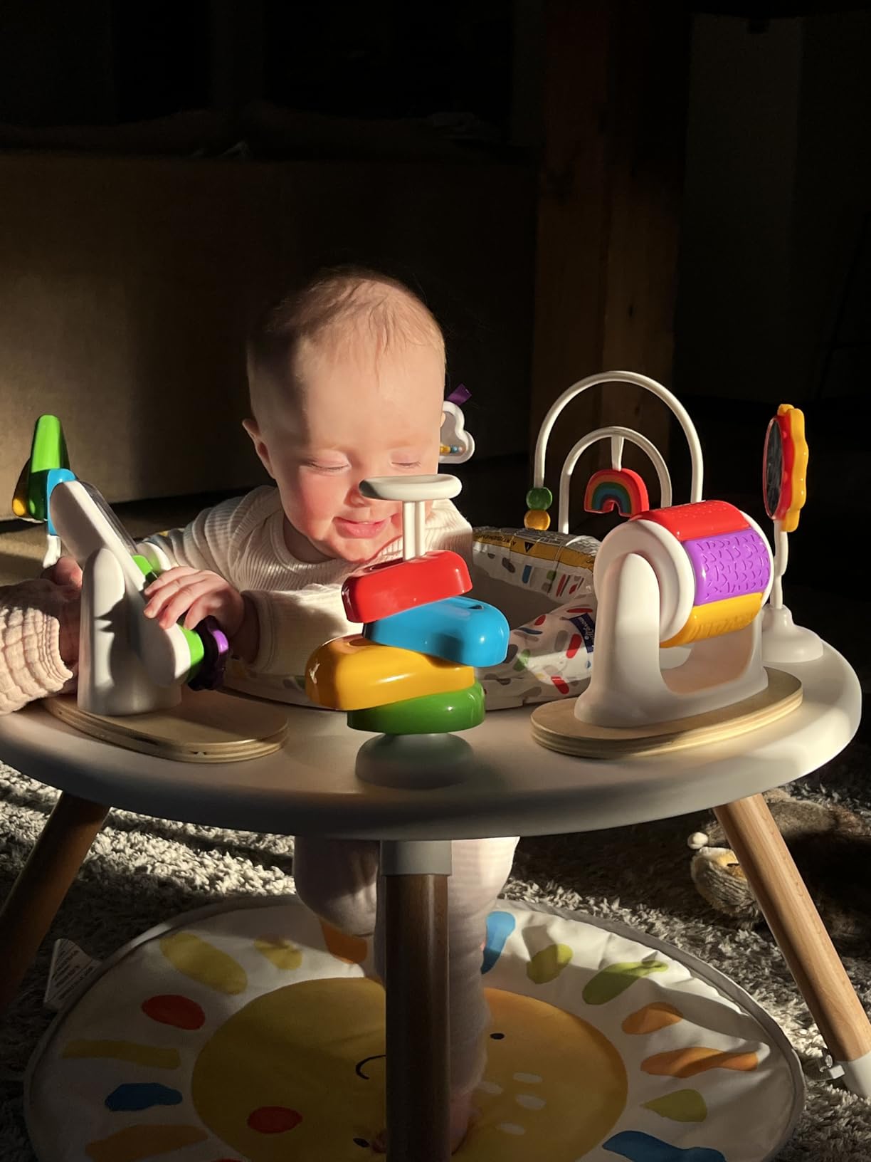 Little Acorn, 4-in-1 Baby Activity Center | Montessori-Inspired Design | 8 Interactive Toys | Tummy Time, Exersaucer & Toddler Table | Shower Gift | Essential (Sun) customer photo 1