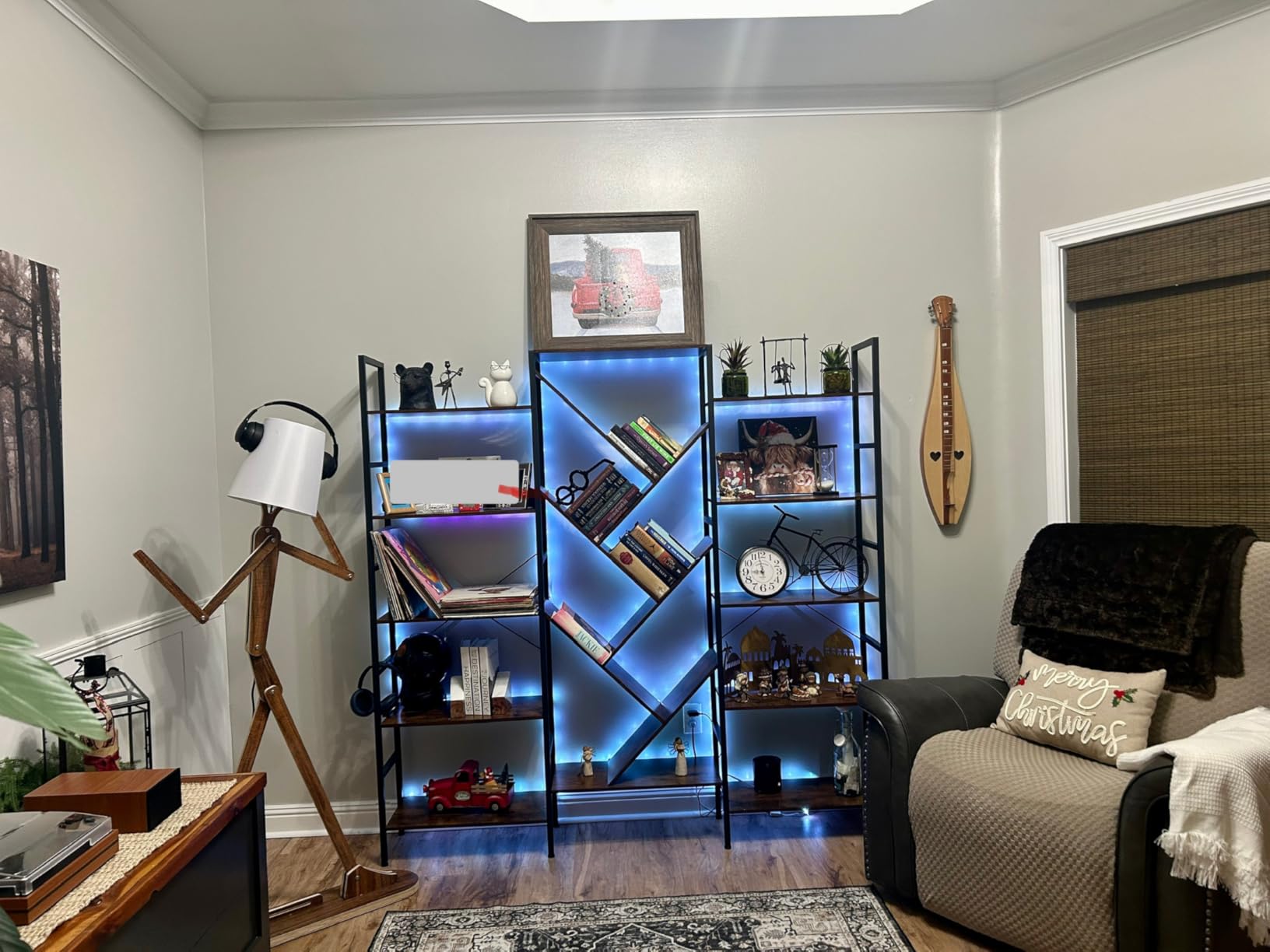 INNOD 70x70 Triple 5 Tier Book Shelf, Large Wooden Bookcase with 17 Open Display Shelf, Modern Tree Bookshelf Metal Frame Tall Book Case Furniture for Living Room Bedroom Home Office Rustic Brown customer photo 1