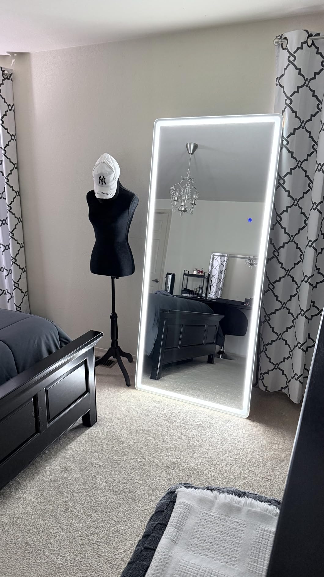 LED Full Length Mirror 71x32 inch Oversized Body Mirrors with Lights | Stepless Dimmable 3 Color Lighting, Wall Mounted Hanging Large Floor Standing Mirror for Bedroom Living Room Cloakroom, White customer photo 2