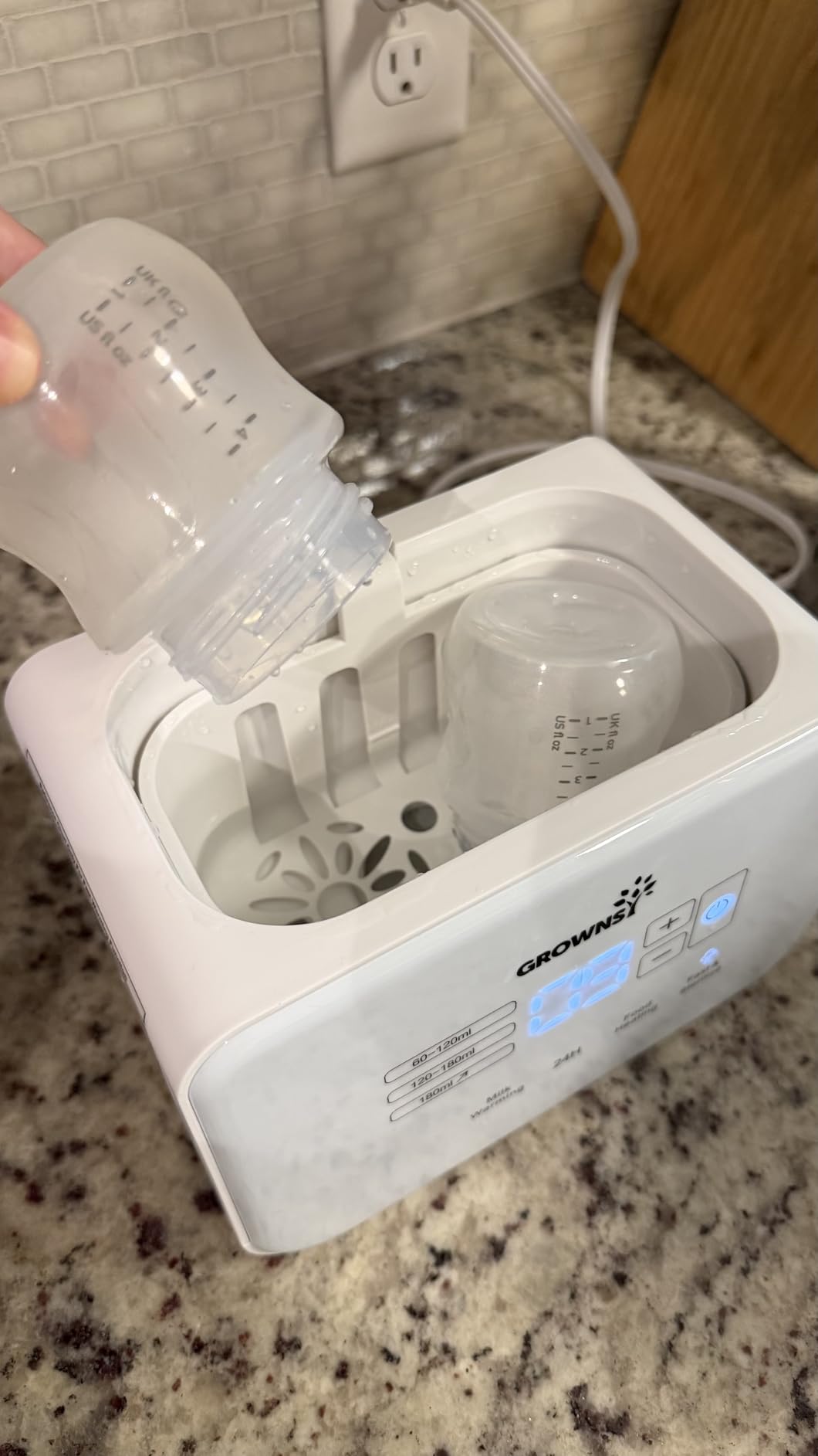 GROWNSY Fast Double Baby Bottle Warmer for Breastmilk & Formula, Gray | 12-in-1 Functions, Steam & Water Bath, Thaw, Sterilize, Baby Food Heating, Egg Boil, Fits Most Bottle Types customer photo 2