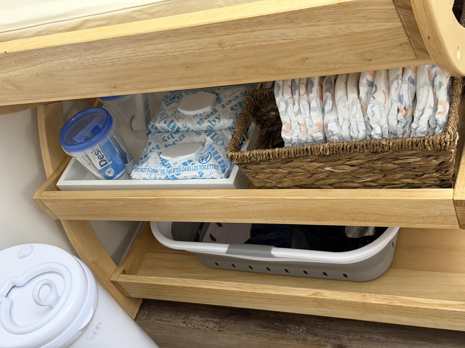 Comfy Cubs Baby Changing Table - Natural Wood with Sturdy Construction and Two Open Shelves customer photo 1