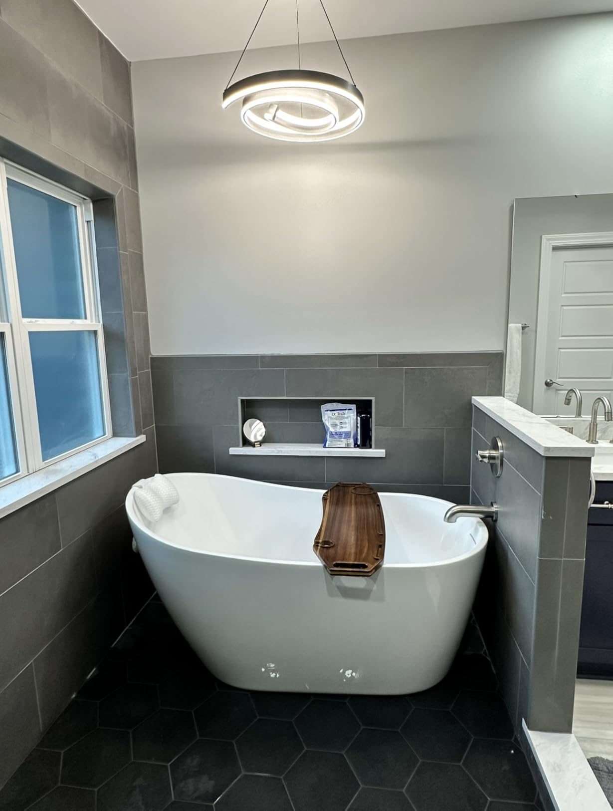Premium Bathtub Tray Large 35x10 Inch - Acacia Wood Luxury, Waterproof, Non-Toxic, Adjustable Legs, No Tools Required, Caddy Tray customer photo 2
