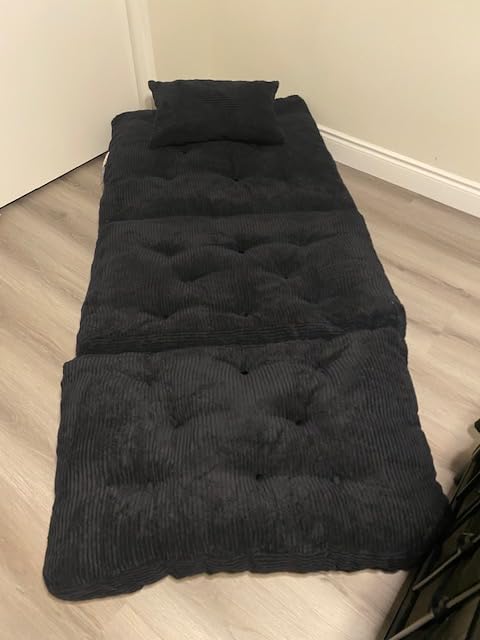 Folding Sofa Bed Fold Out Floor Couch Convertible Sleeper Chair Bed | Full 80x54 Inch,Corduroy,Foam Filler,Pillow,Foldable Mattress with Back Support,Portable Sofa Lounge,Living Room Bedroom Dorm customer photo 1
