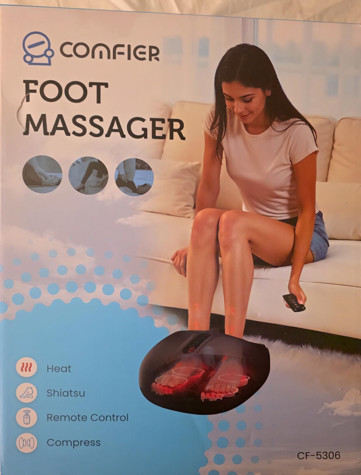 COMFIER Large Shiatsu Foot Massager with Heat, Size 15, FSA Eligible HSA | 3-Zone Massage & 3 Kneading Speeds for Plantar Fasciitis Neuropathy, 15/20/30-Min Timer, Remote Control, Gifts for Mom Dad customer photo 2