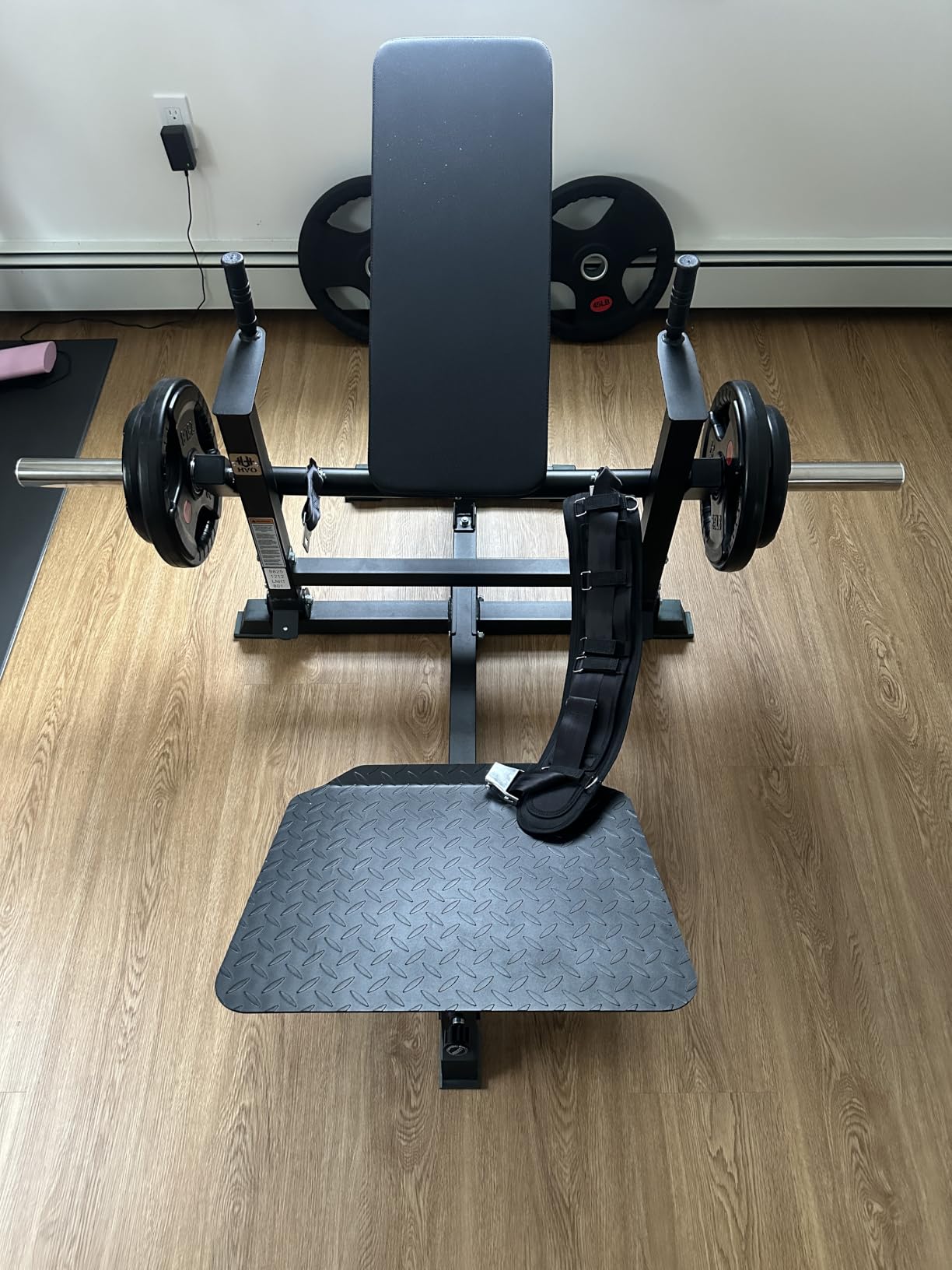 HVO Hip Thrust Machine, Adjustable Glute Bridge Machine, Plate Loaded | Glute Workout Trainer Weight Plate Storage Adjustable Support Durable Steel Construction Home Gym Strength Equipment customer photo 1