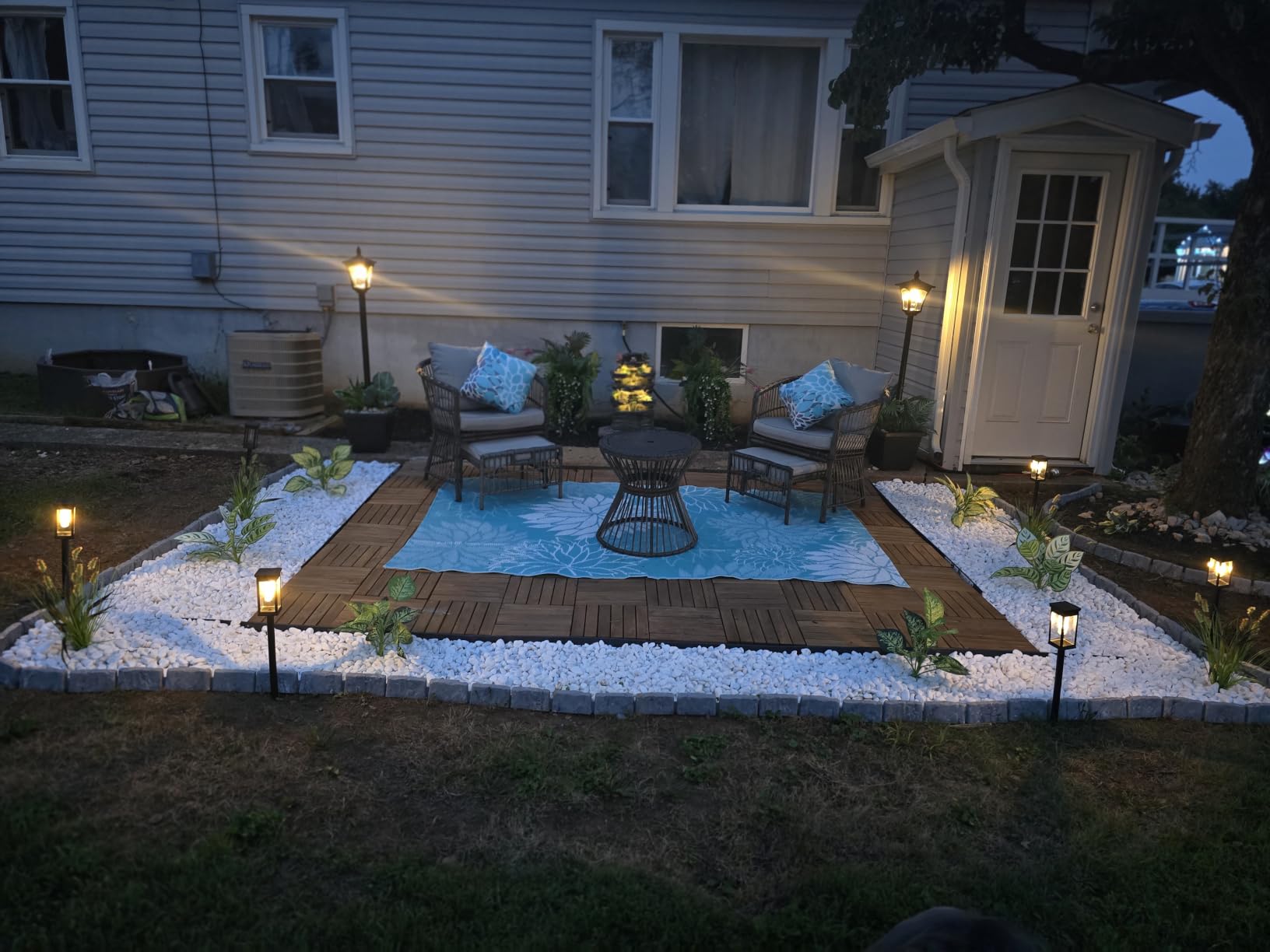 Grepatio Outdoor 7-Tiers Cascading Rock Water Fountain, Waterfall Fountain with 6 LED Lights, Outdoor Fountains and Waterfalls for Garden or Patio, Yard, and Deck Decor with Natural Stone Look customer photo 1