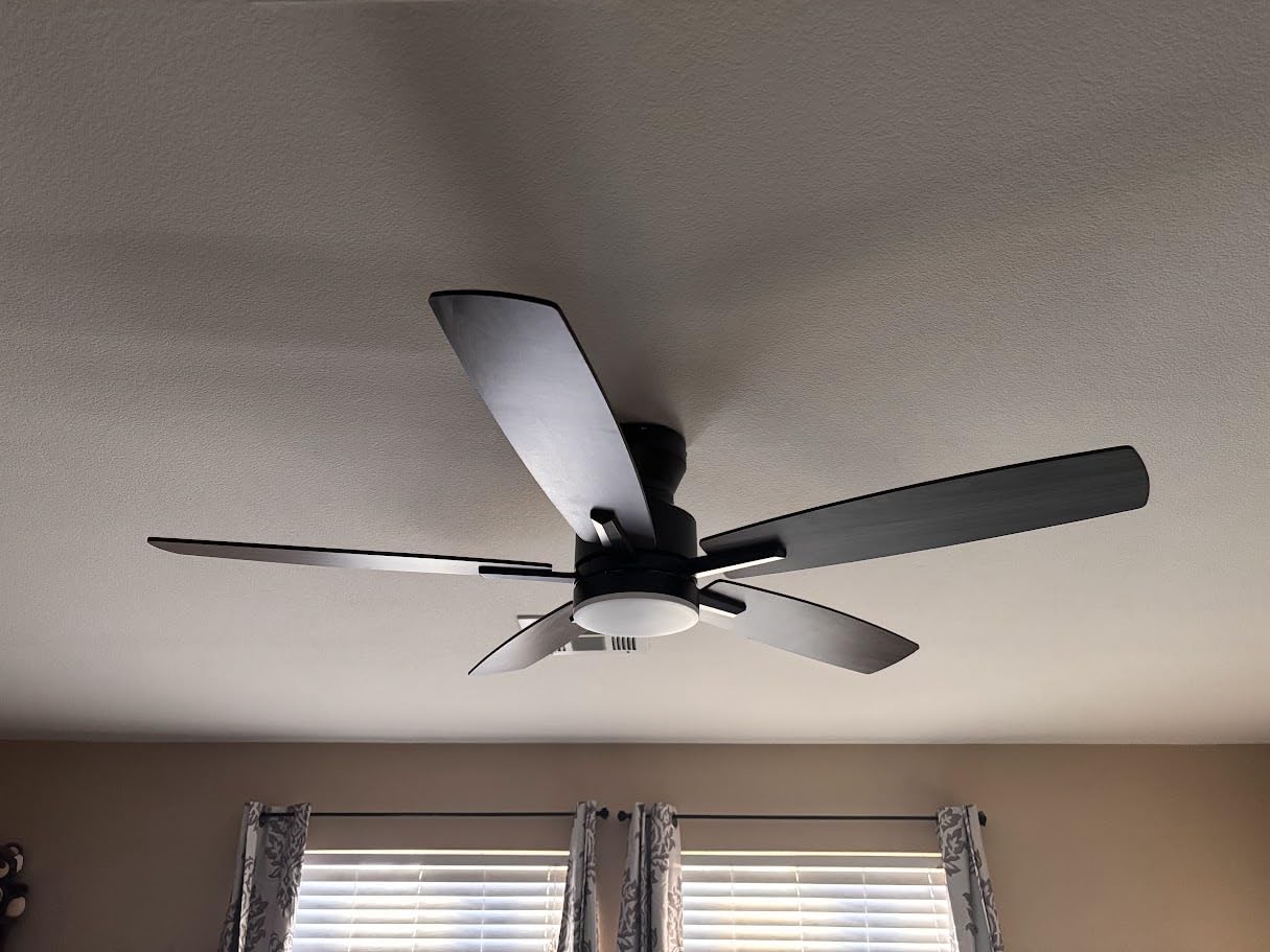 Ohniyou 52'' Low Profile Ceiling Fan with Lights, Remote/APP Control, Black customer photo 2