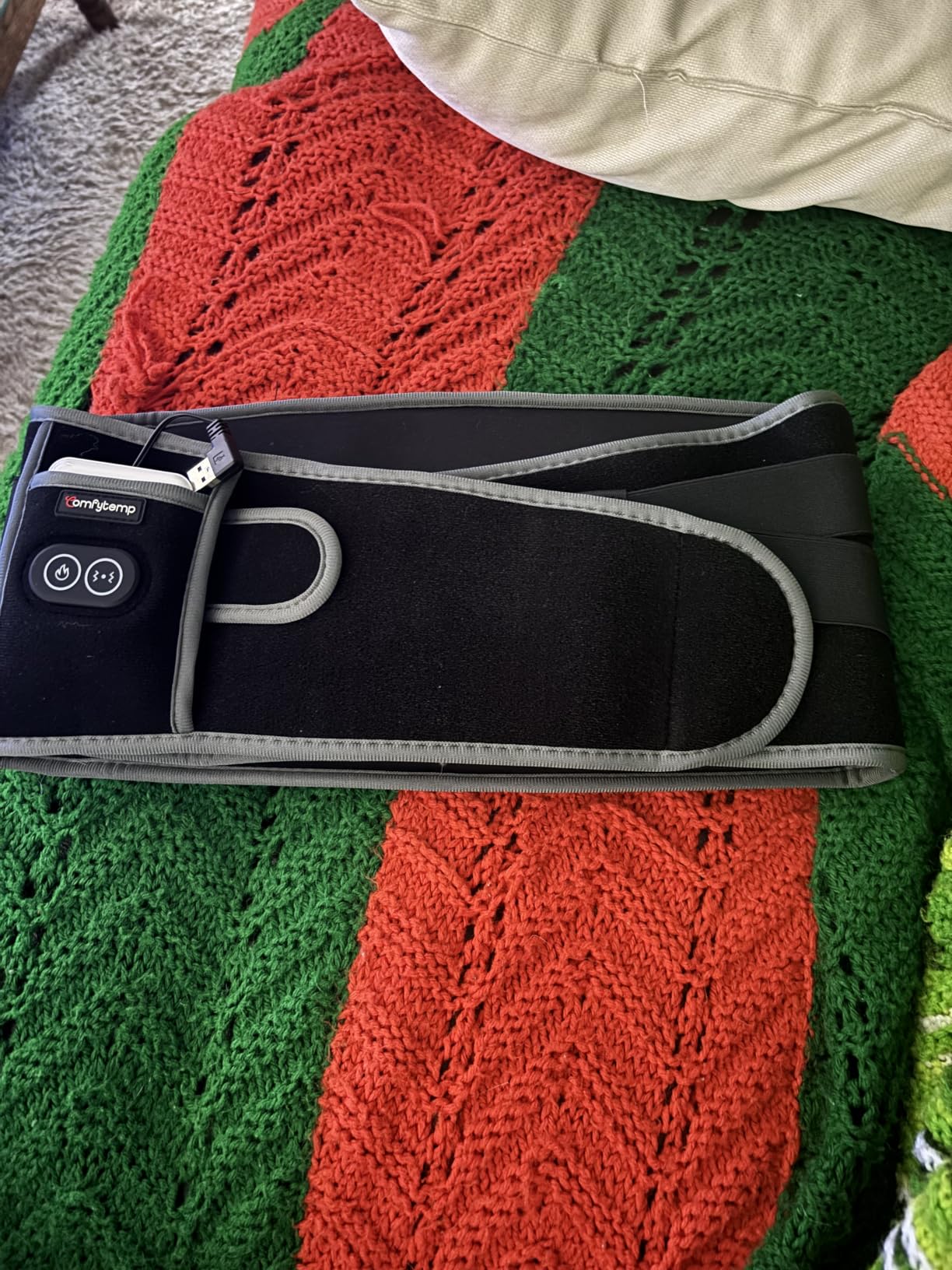 Comfytemp Cordless Heating Pad with Massager for Back FSA Eligible HSA Gift | Birthday for Women Men, Portable Lower Back Massager, Rechargeable Wireless Electric, Mom Dad Seniors 3 Heat 30mins Off Blue customer photo 1