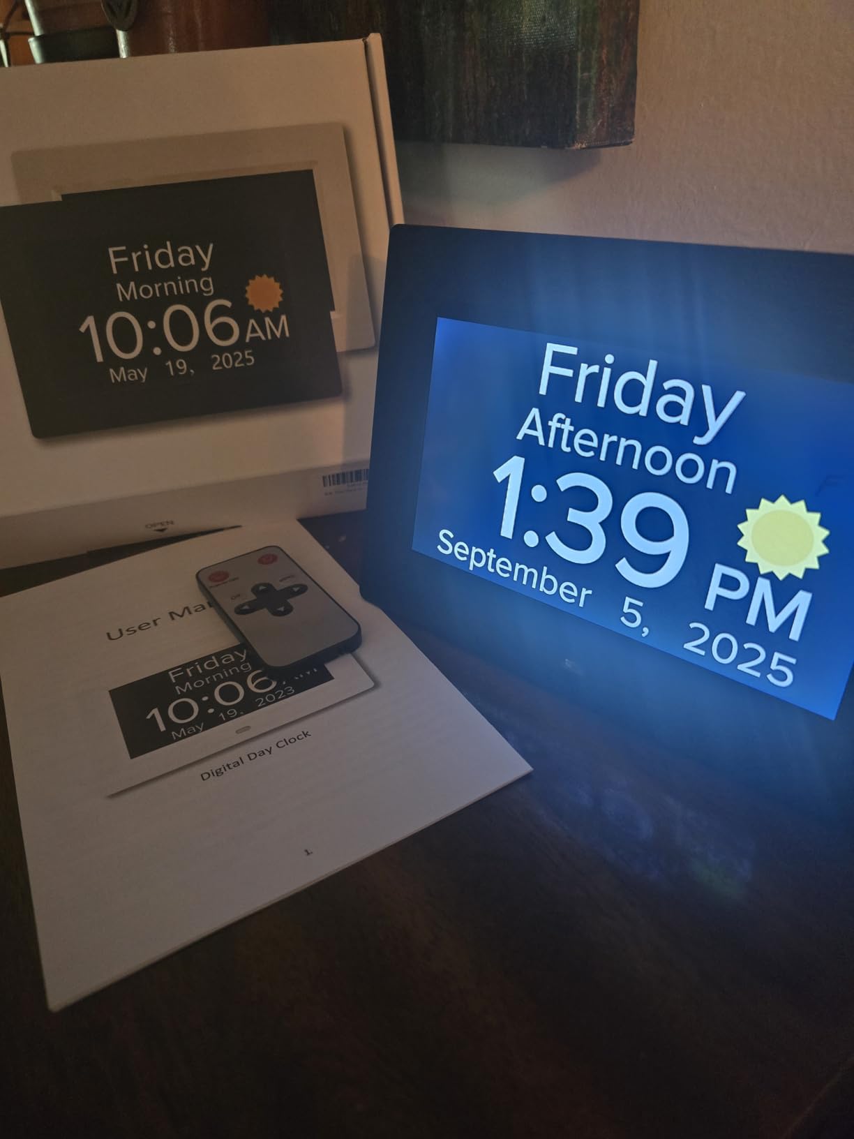 Digital Alarm Clock with Date and Day of Week for Dementia Seniors, Voice Announcement Time, Multiple Alarm Sets, Auto DST, Gifts for Elderly People with Dementia - Black customer photo 1