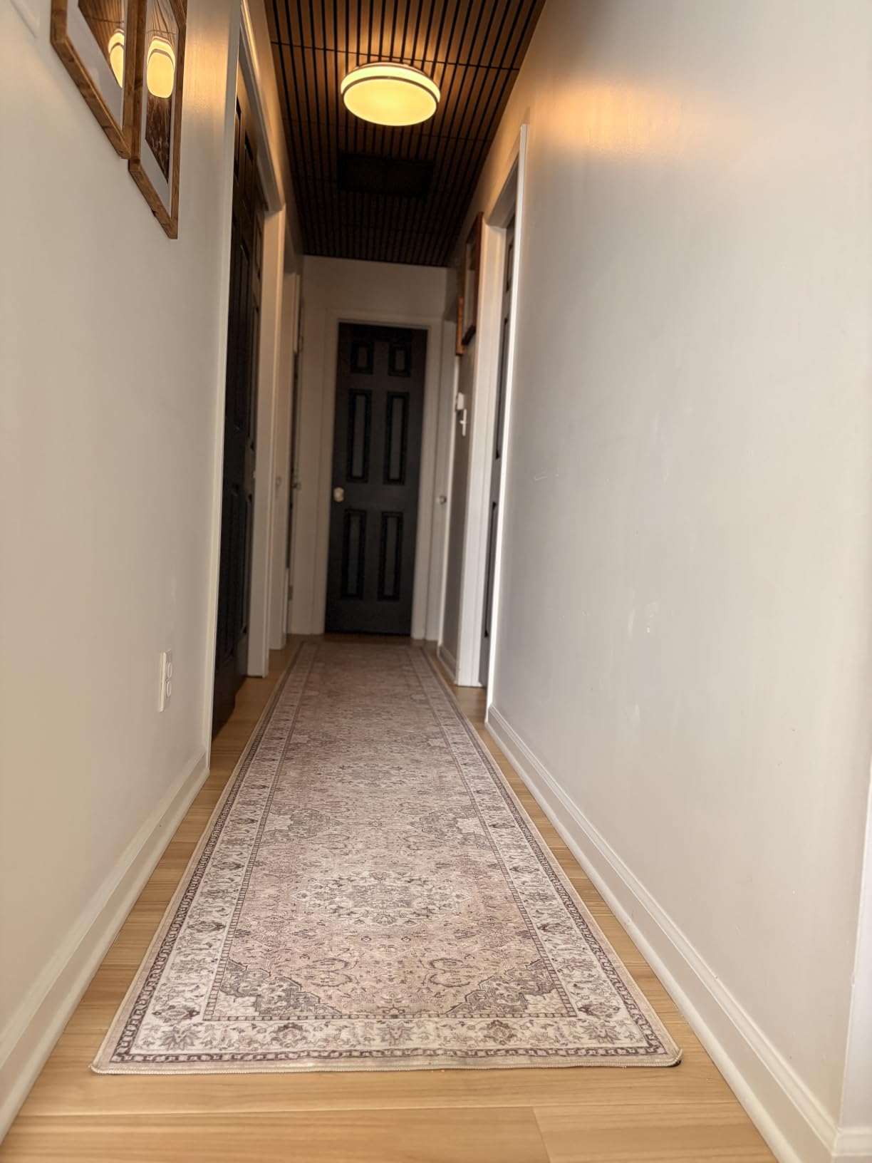 Washable 2x8 Hallway Runner Rug: Vintage Water Resistant Kitchen Entryway Rug Ultra Soft Living Room Bedroom Carpet with Non Slip Backing Indoor Low Pile Floor Mat for Bathroom Dining Room (2x8, Beige) customer photo 1