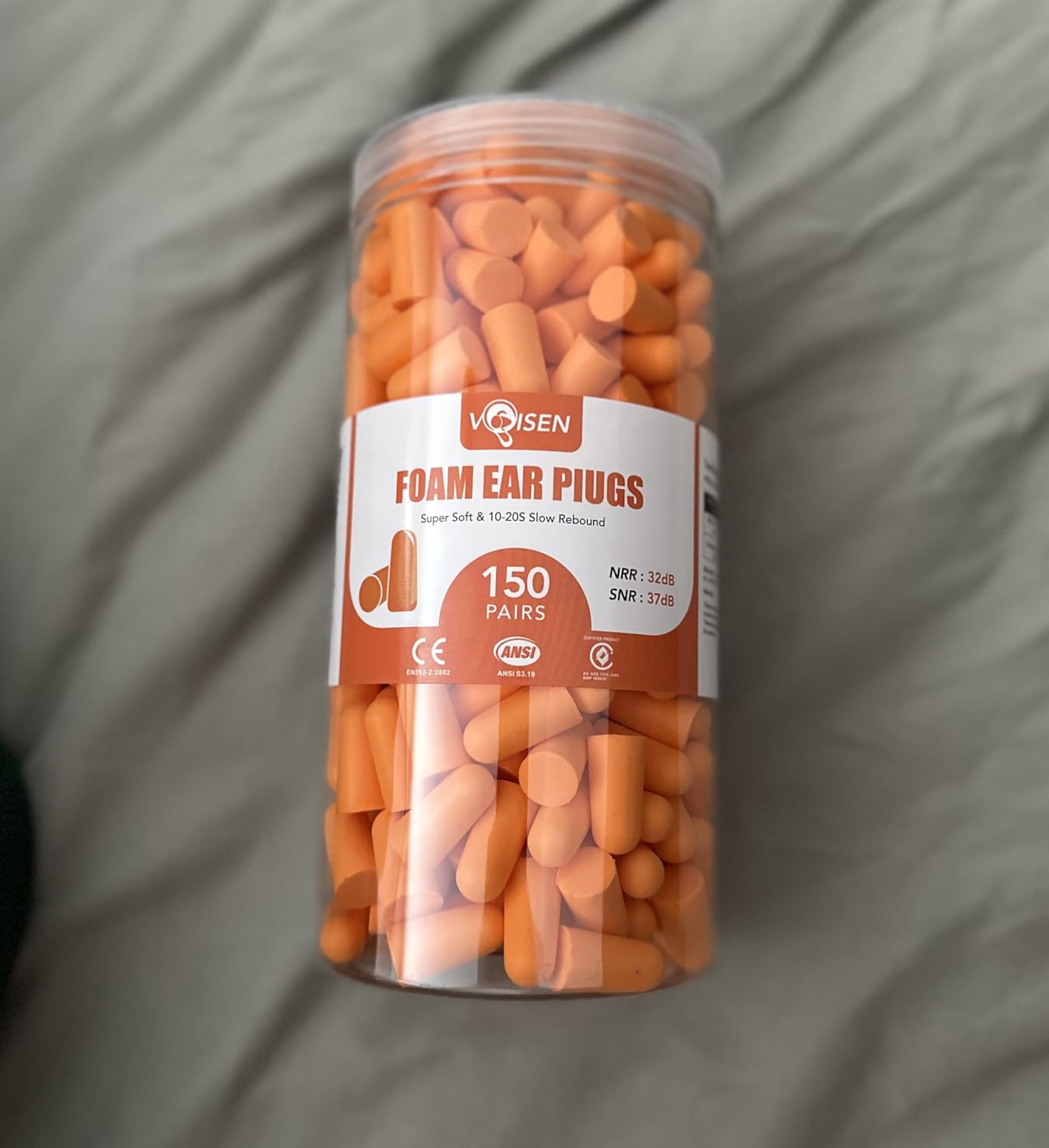 VOISEN 60 Pairs Foam Ear Plugs, Ear Plugs for Sleeping Noise Cancelling | 32dB NRR, 38dB SNR Earplugs for Sleeping, Snoring, Studying, Loud Events, Traveling & Concerts, Orange customer photo 2