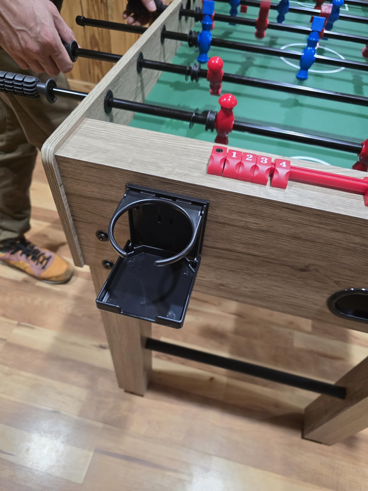Amazon Basics 48-Inch Foosball Table Soccer Game Room Size with 4 Balls and 2 Cupholders, Oak customer photo 2