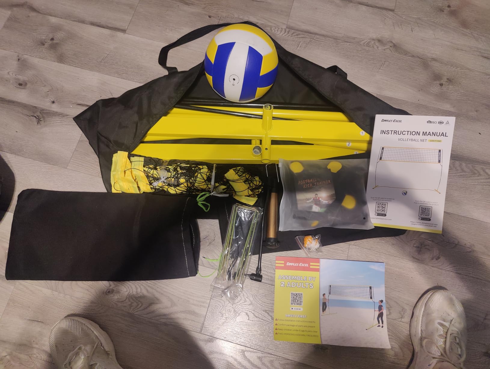Dimples Excel 12x8 FT Portable Volleyball Net Set,4 Adjustable Heights Set | For All Ages & Skill Levels, Indoor Outdoor Backyard Beach Gym, Includes Ball Pump Sandbags Carry Bag, 5 Min Fast Setup customer photo 1