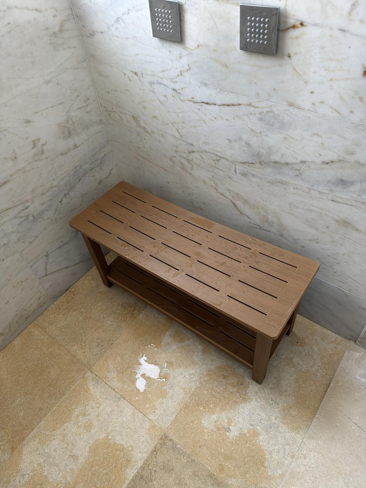 KaimuBench 30'' Waterproof Shower Stool, Poly Lumber Shower Bench Seat for Shaving Legs, HDPS Plastic Bath Chair Seat, Non-Slip & No Maintenance, Black, Weight Capacity 700LBS (30 x 13 Inches) customer photo 2
