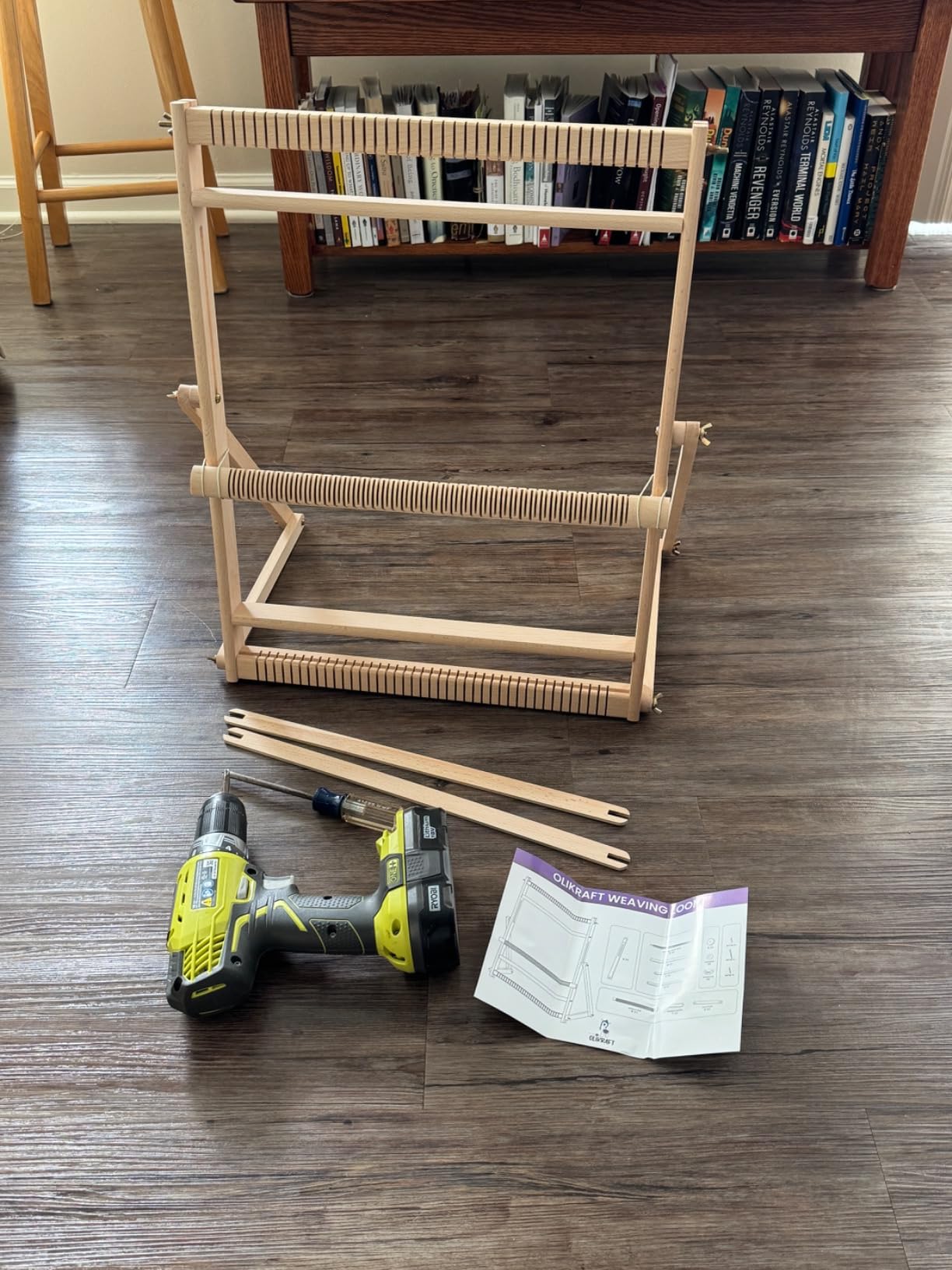 Olikraft Wooden Weaving Loom, Adjustable Stand (Small) | 16 x 13 inch warping area, easy setup with guide and video tutorial, for adults, beginners and pros customer photo 1