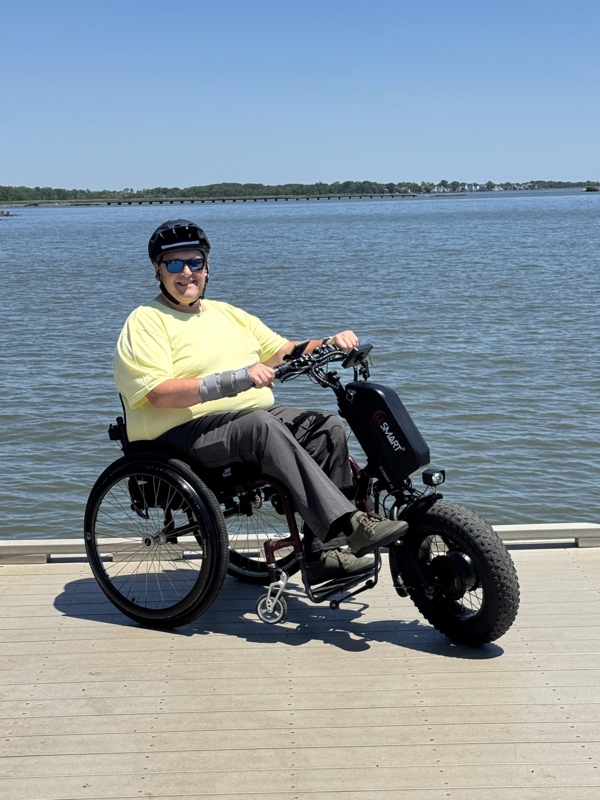 A8 Electric Handcycle Wheelchair Power Attachment, Wheelchair Motor Attachment for Manual to Electric Upgrade, 15 Ah, 48V 1000W, Center Connection, Black customer photo 1