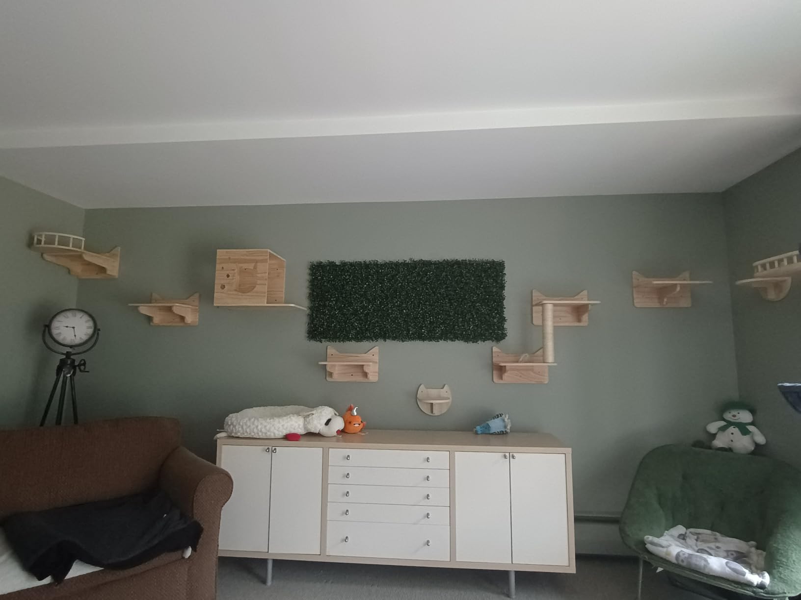 Cat Wall Shelves, 9-Piece Cat Wall Furniture with Sisal Mats | Solid pine cat shelves for wall with cat house, cat wall climber, cat wall ladder and floating shelves for large indoor cats customer photo 1