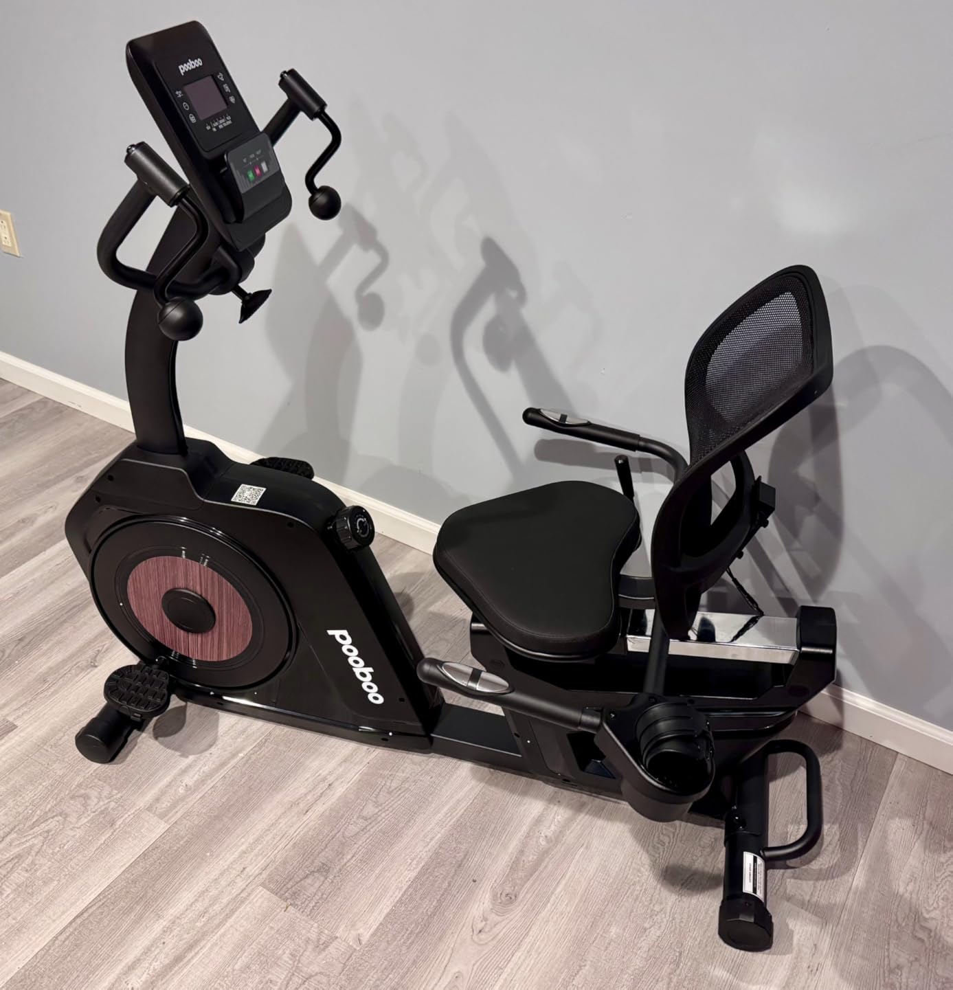 pooboo Recumbent Exercise Bike, Stationary Bikes for Home with Arm Exerciser, Magnetic Recumbent Bike with Ergonomic Backrest & Comfortable Seat, Smart APP, Pulse Sensor, 400LBS Weight Capacity customer photo 1