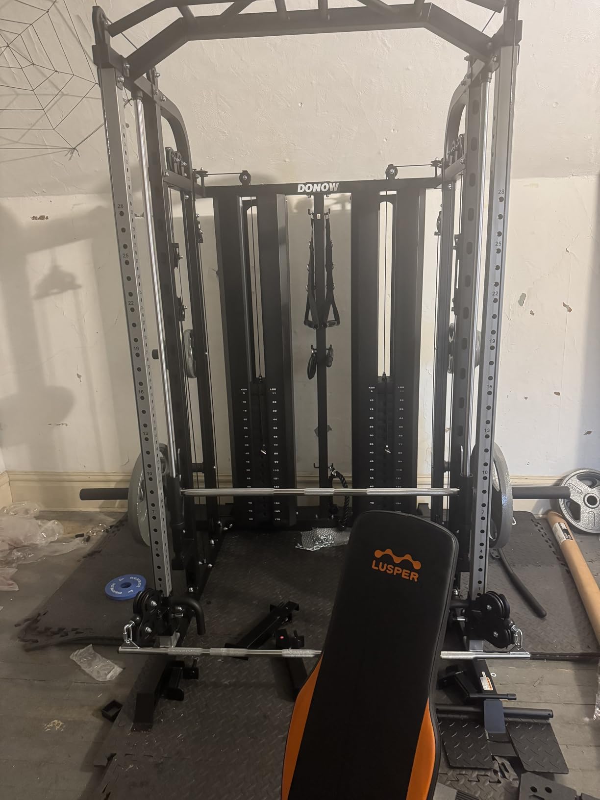DONOW Smith Machine with Weight Stacks Home Gym System Cable Crossover | Multi Function, All in One, Heavy Duty, Lat Pulldown Bench, Hip Thrust Attachment, Smooth Smith Bar and Cable System customer photo 2