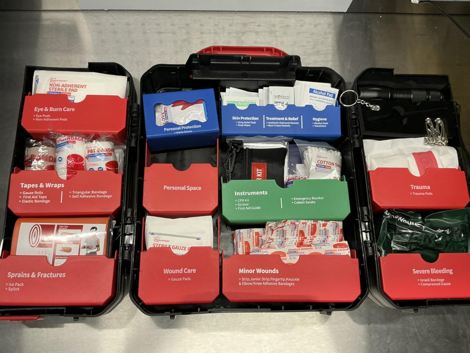 Large First Aid Kit for Business- Plastic Wall Mounted First Aid Box, Hard Case First Aid Kit, Emergency Kit for Car, Home, Offices - 408 Piece customer photo 1