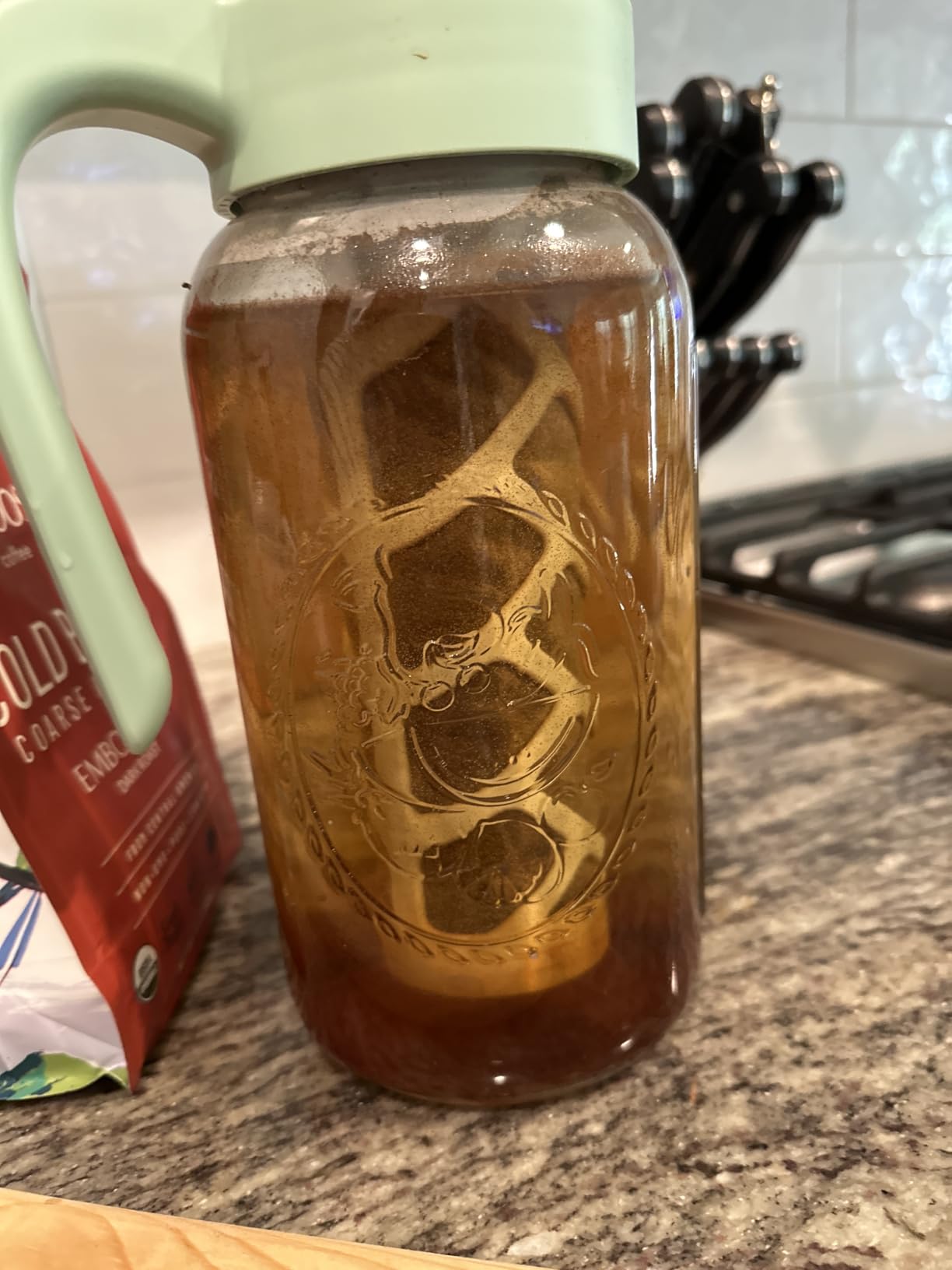 Cold Brew Coffee Maker Glass, 64 oz Mason Jar Pitcher | Airtight, Leakproof, Fridge Safe, Dishwasher Safety, Ergonomic Handle, Pour Spout Lid, for Iced Coffee, Lemonade, Ice Tea customer photo 1