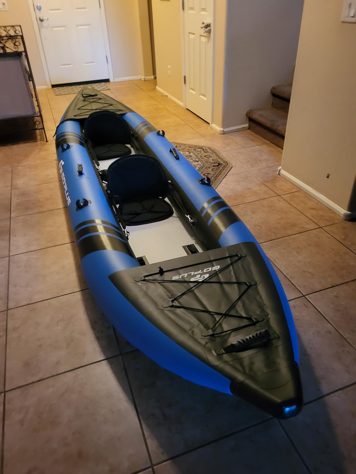 Goplus Tandem Inflatable Kayak, 12.5FT 2-Person Kayak Set for Adults | 507 LBS Weight Capacity, 2 Aluminium Oars, Padded Seat, 2 Fins, Hand Pump, Carry Bag, Repair Kit customer photo 1
