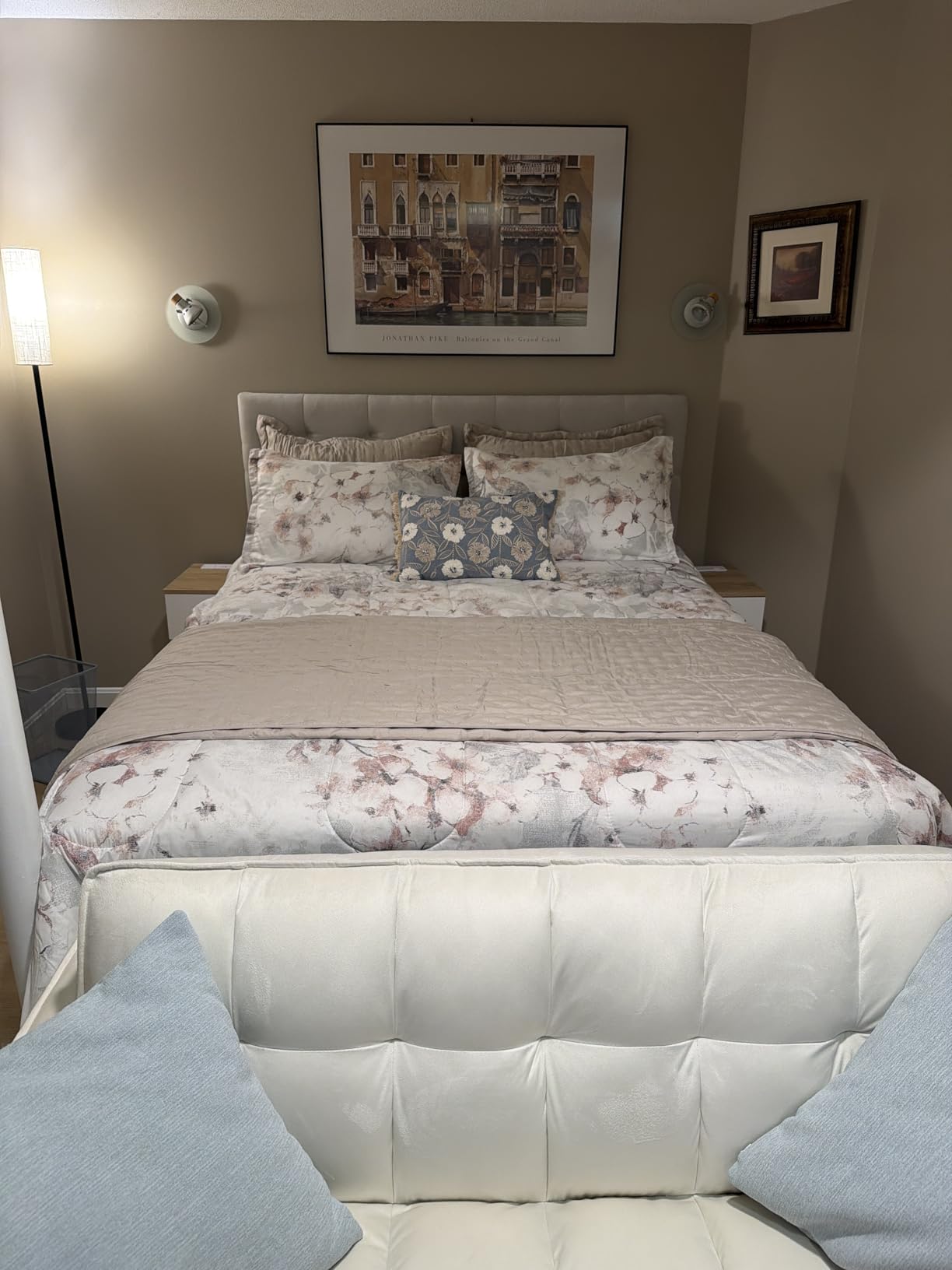 Linen Headboard Queen Size Only, Adjustable Height 37-51 in, Light Gray | Diamond Tufting Solid Wood Queen Headboards, Durable Metal Legs, Upholstered Queen Head Board for Bed Frame customer photo 1