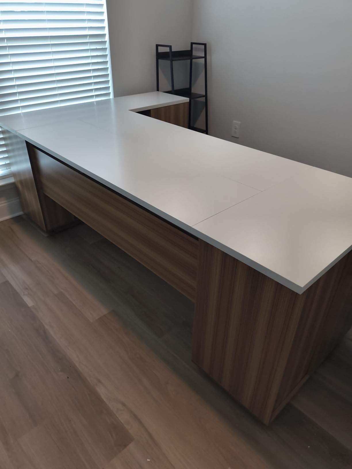 Tribesigns 85.8-Inch L-Shaped Executive Office Desk with File Drawers & Storage Cabinet, Professional Corner Computer Desk Extra Large Business Workstation with Adjustable Shelves (White&Walnut) customer photo 1